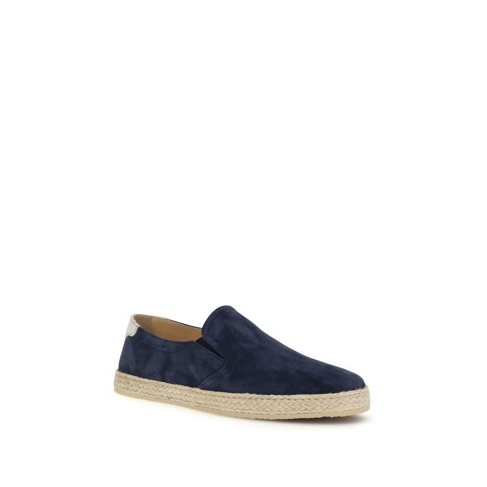 Brunello Cucinelli Blue Calf Leather Bos Taurus Men's Espadrilles