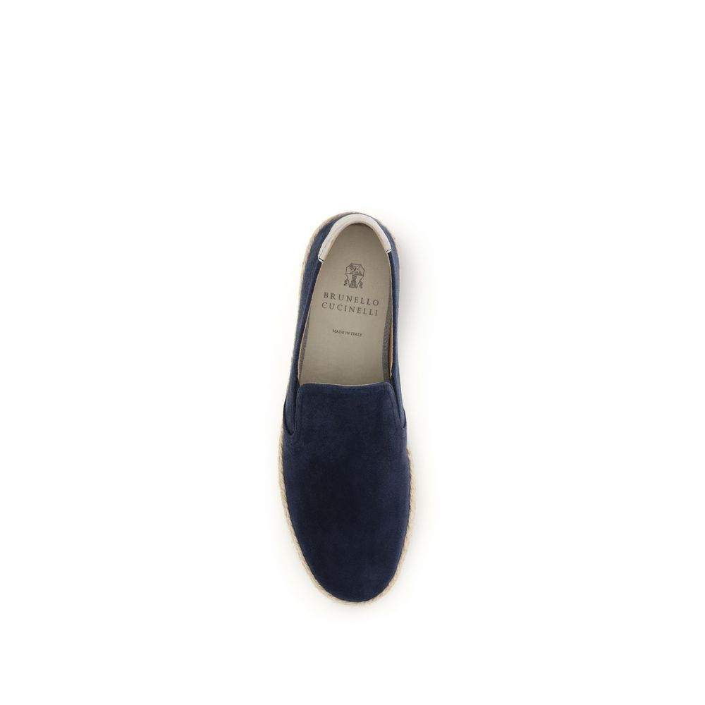 Brunello Cucinelli Blue Calf Leather Bos Taurus Men's Espadrilles