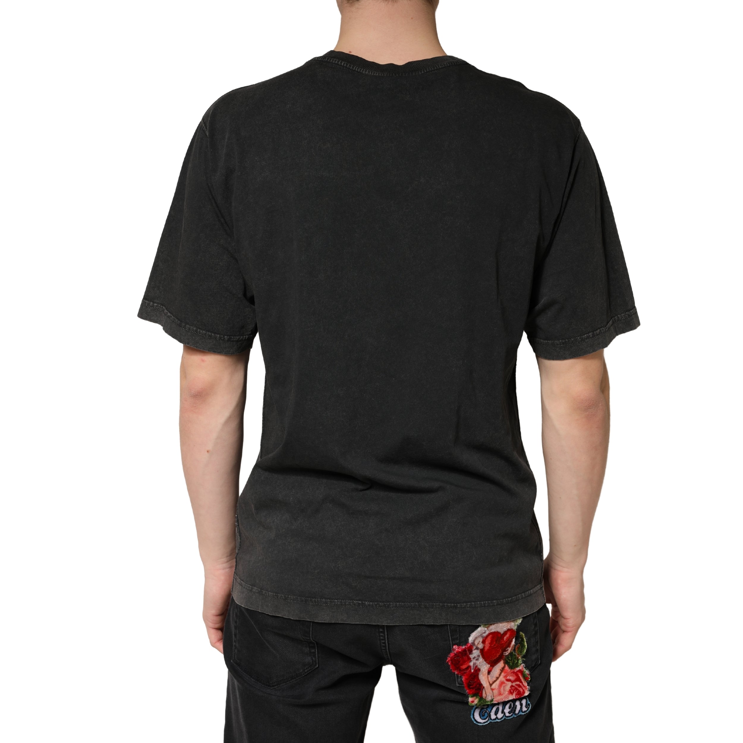 Dolce & Gabbana Black Cotton Crewneck Short Sleeve  Men's T-Shirt