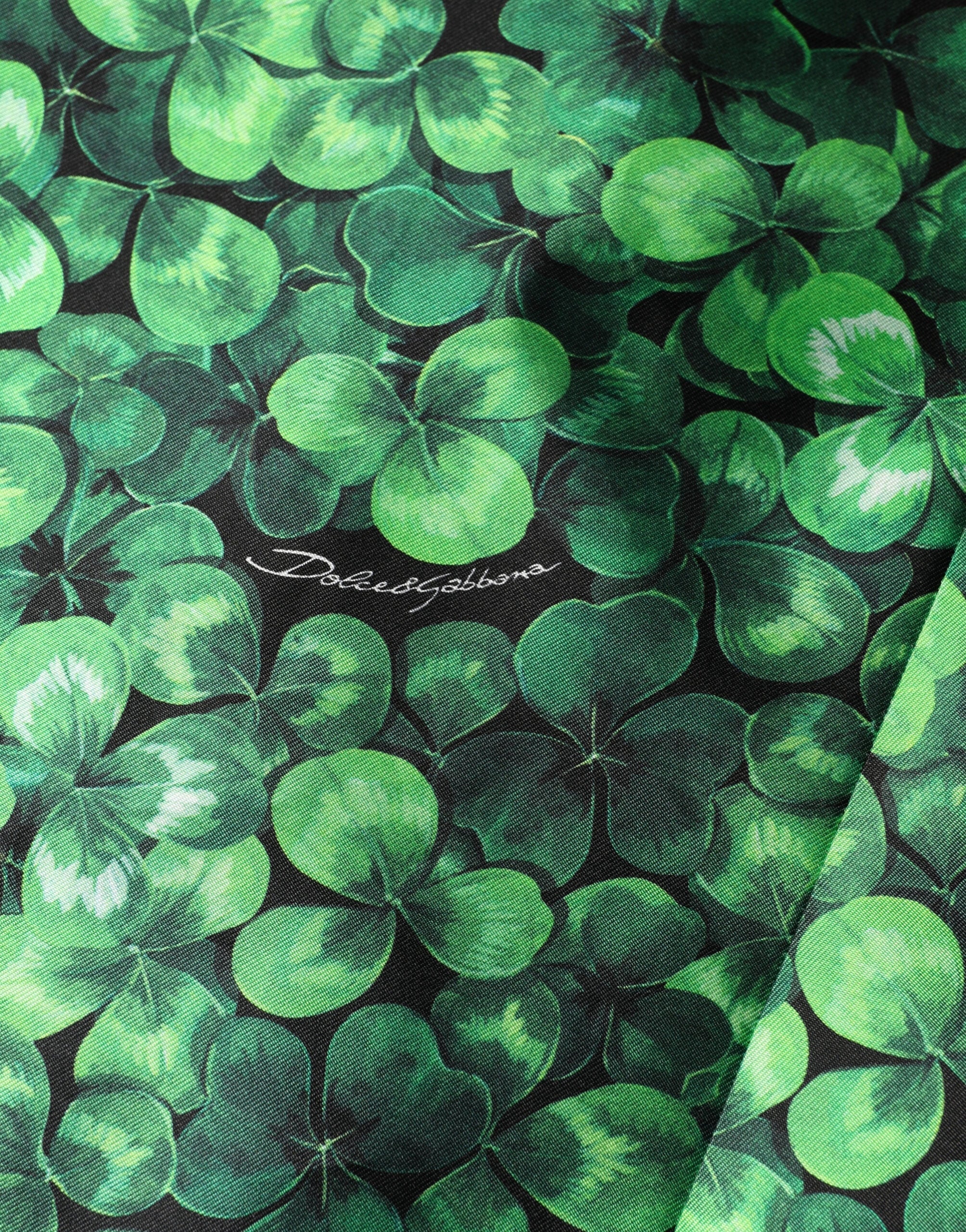Dolce & Gabbana Green Clover Print Sleeveless A-Line  Women's Dress
