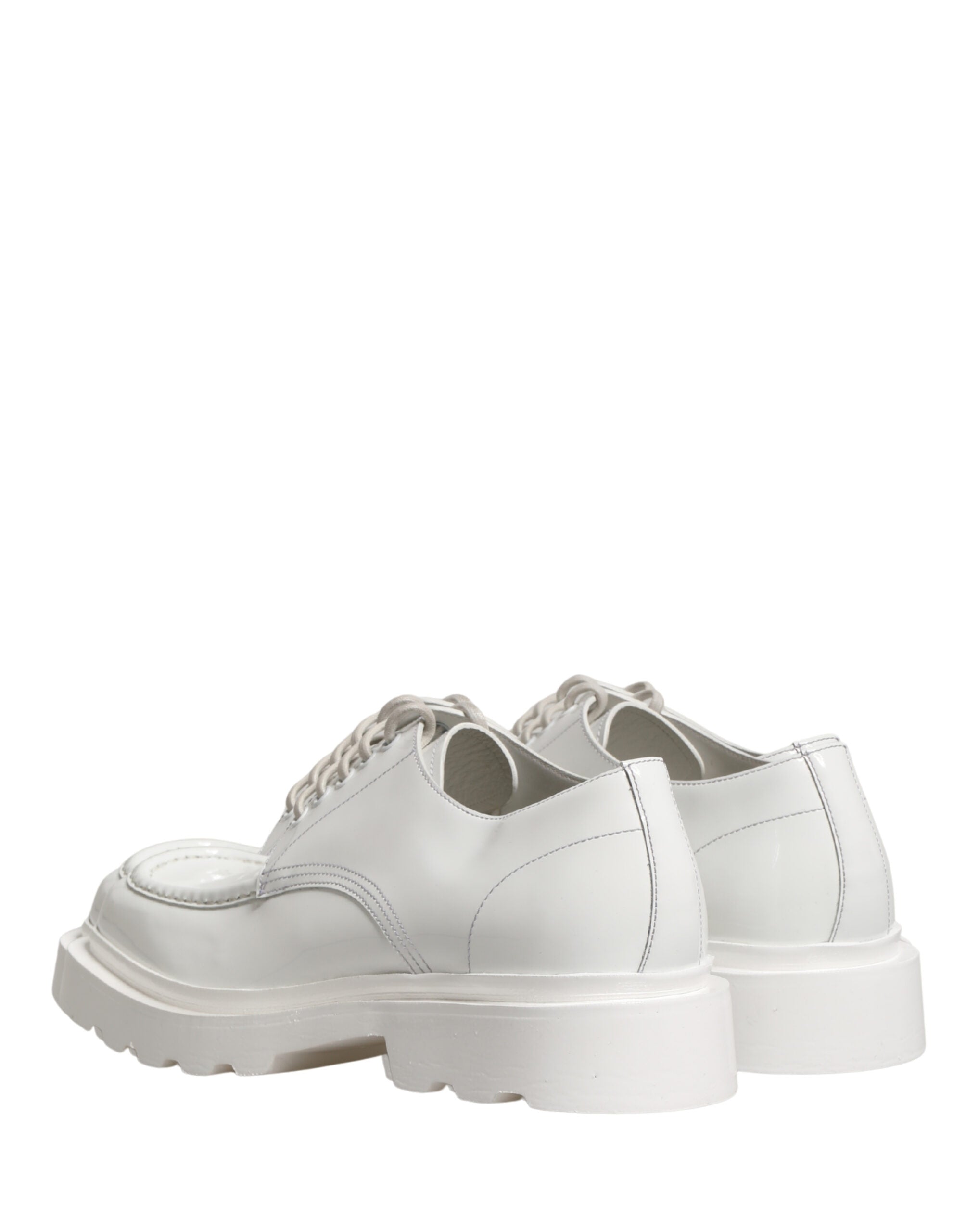 Dolce & Gabbana White Leather Chunky Sole Derby Men's Shoes