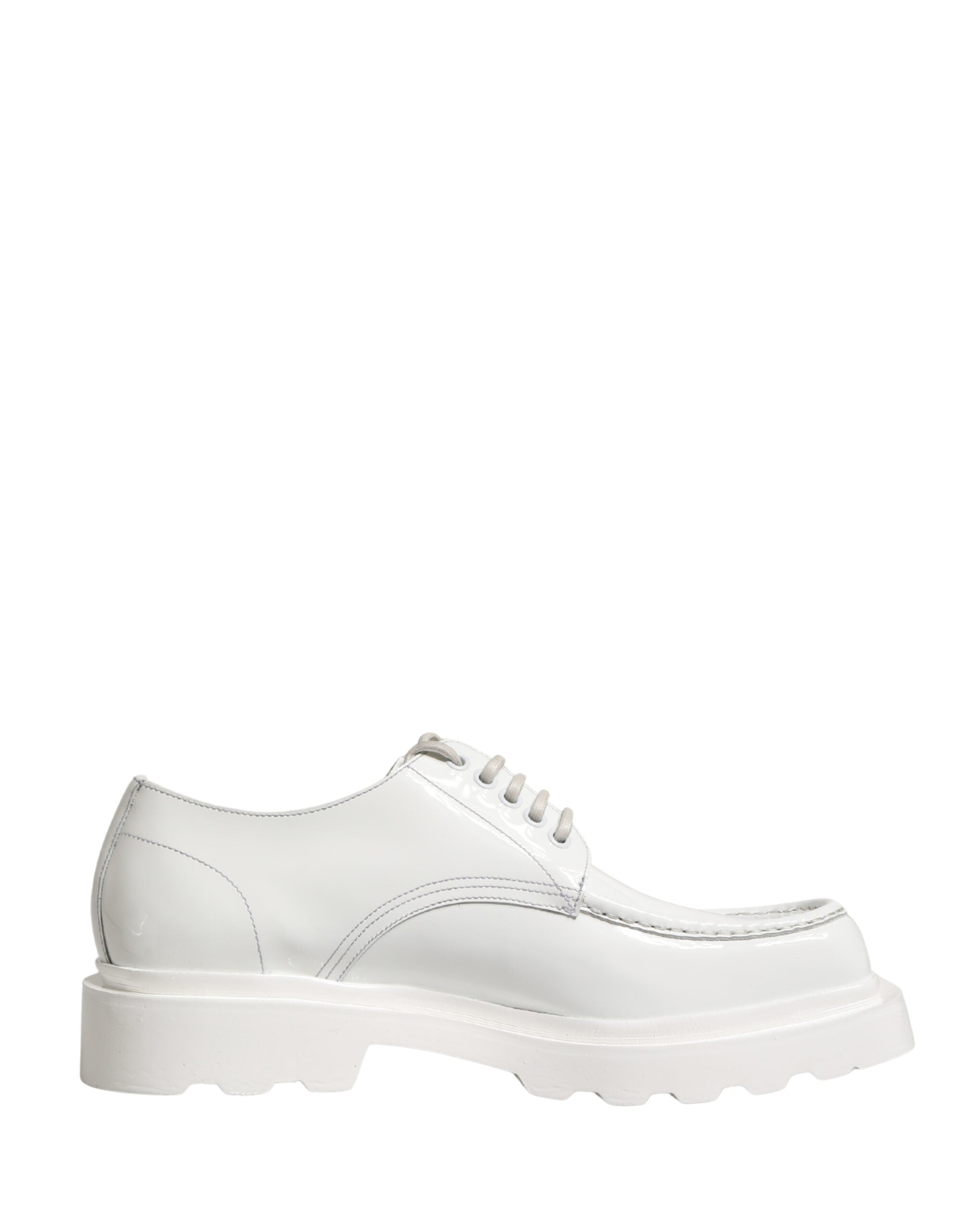 Dolce & Gabbana White Leather Chunky Sole Derby Men's Shoes