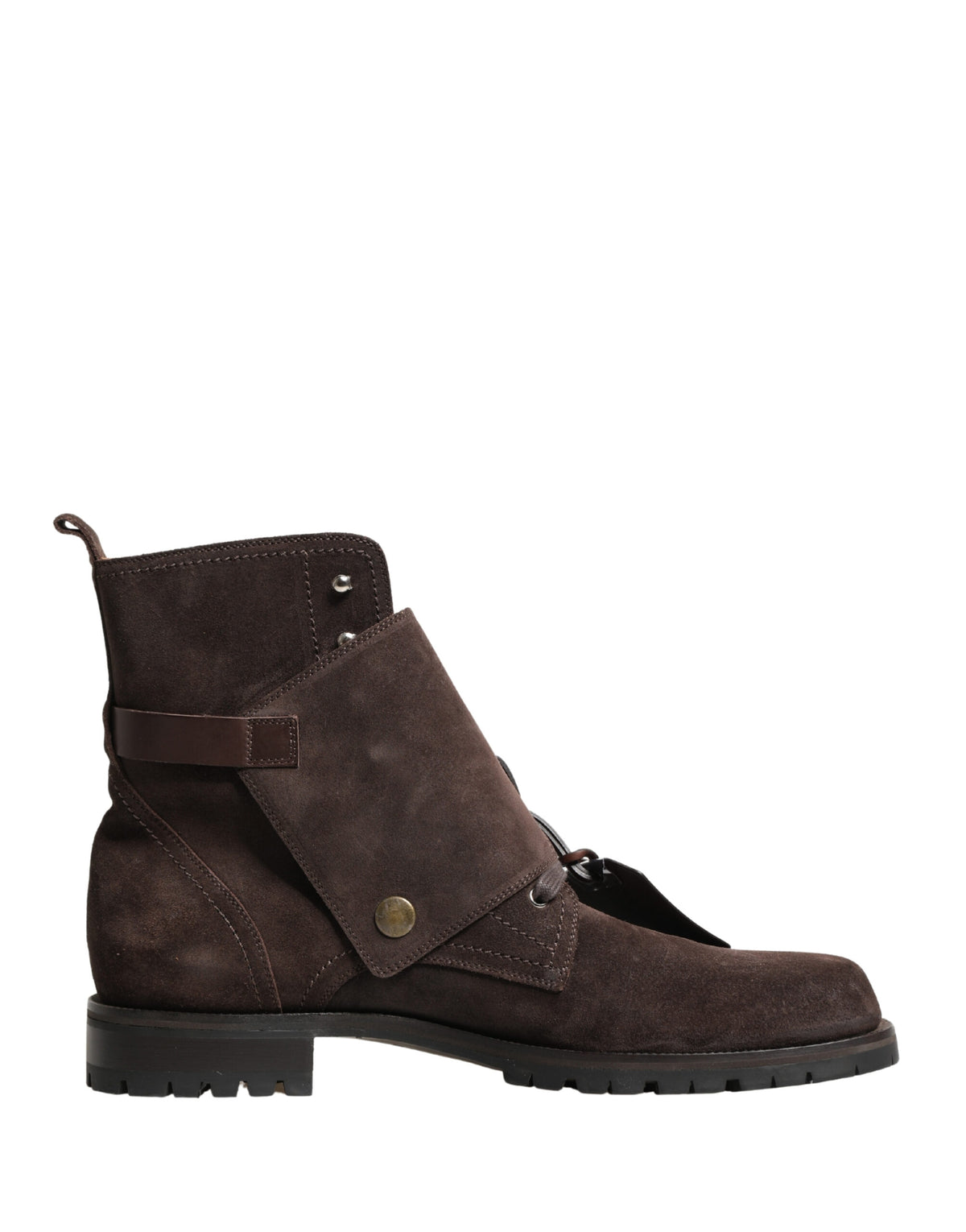 Dolce & Gabbana Brown Suede Leather Buckle Ankle Boots Men's Shoes