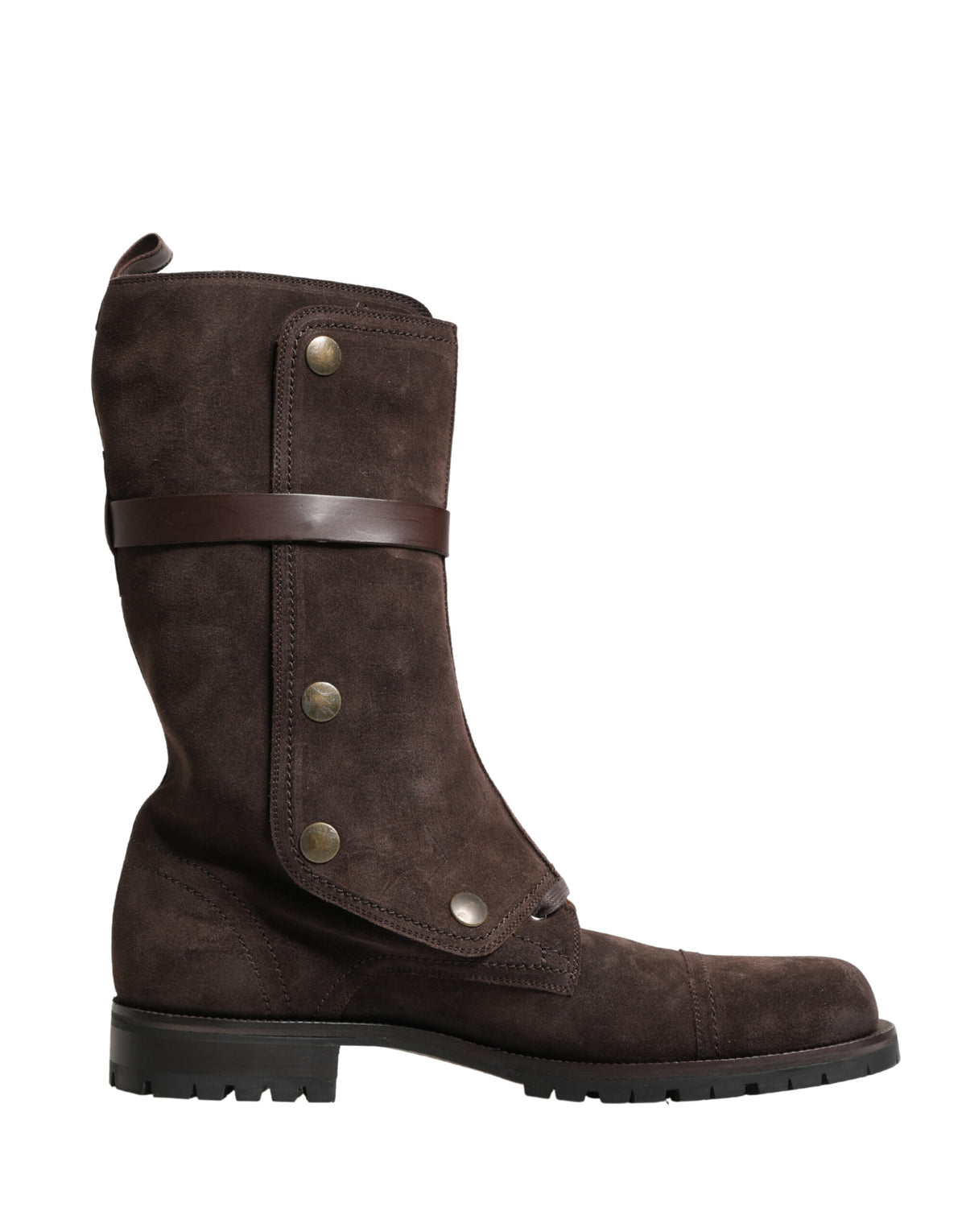 Dolce & Gabbana Brown Suede Leather Combat Ankle Boots  Men's Shoes