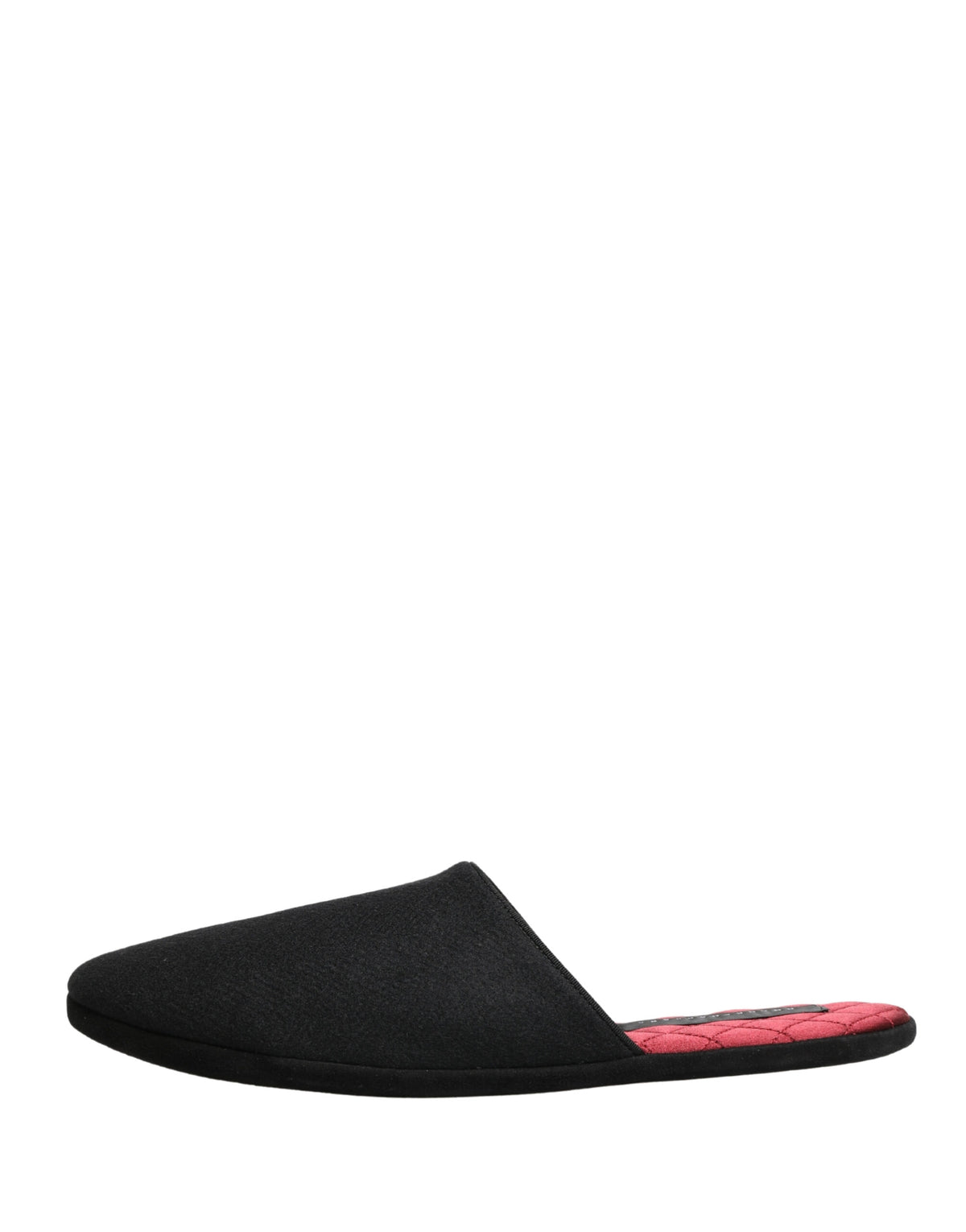 Dolce & Gabbana Black Wool Cashmere Red Quilted Slippers Men's Shoes