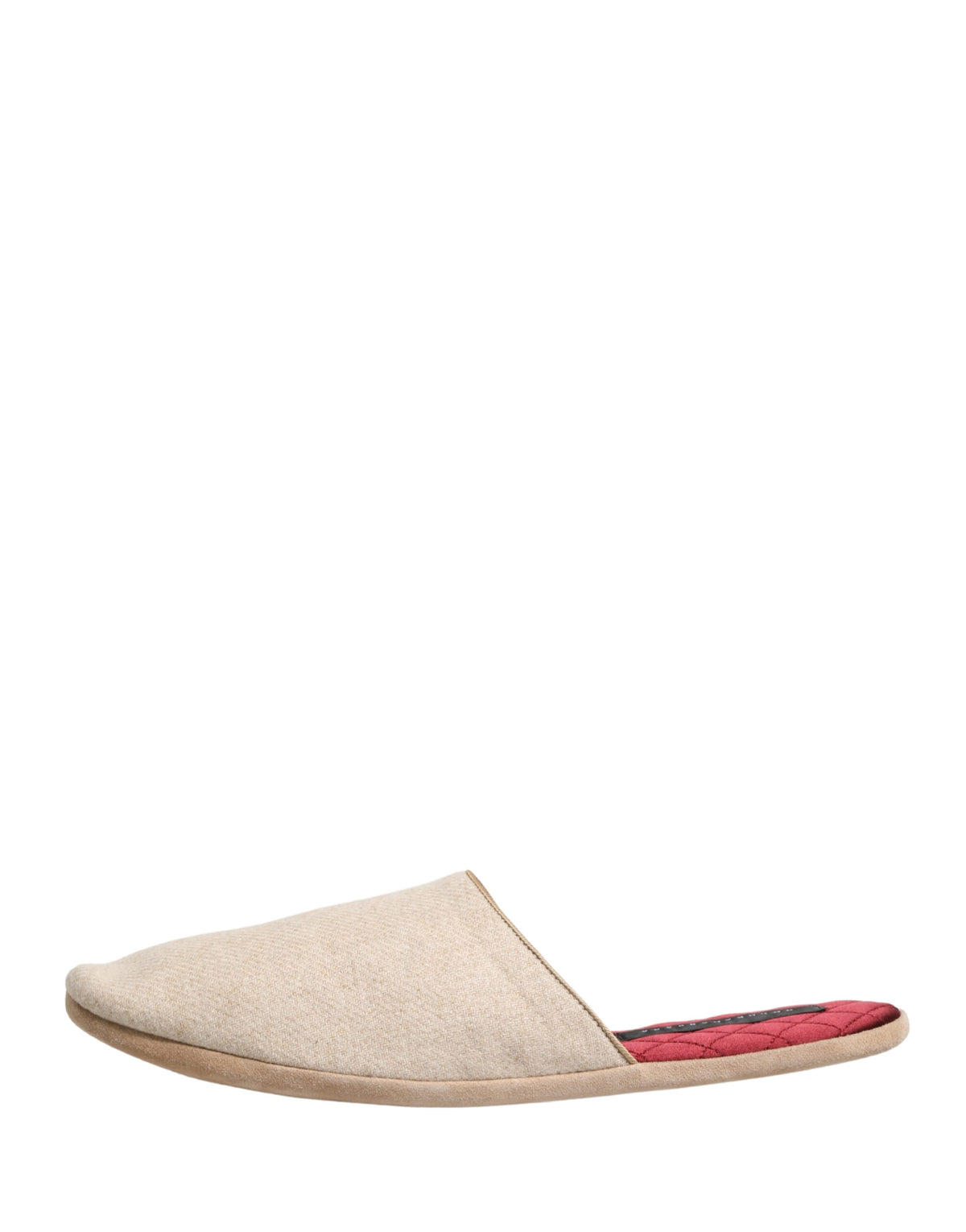 Dolce & Gabbana Beige Shetland Wool Red Quilted Slippers Men's Shoes