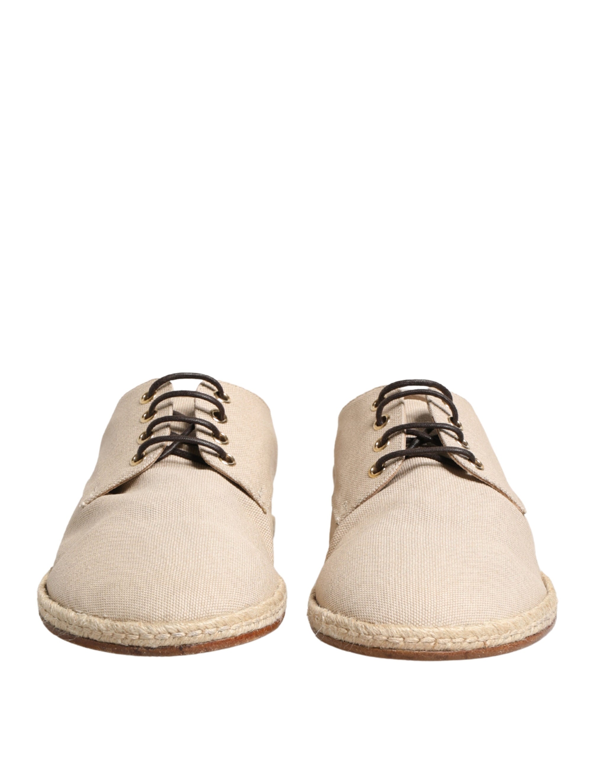 Dolce & Gabbana Beige Espadrille Sole Lace Up Canvas Derby Men's Shoes
