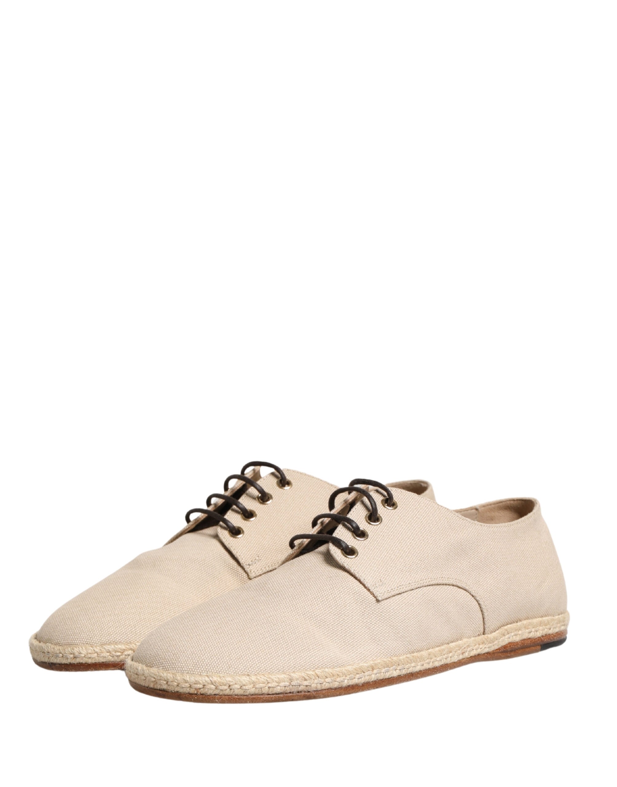 Dolce & Gabbana Beige Espadrille Sole Lace Up Canvas Derby Men's Shoes