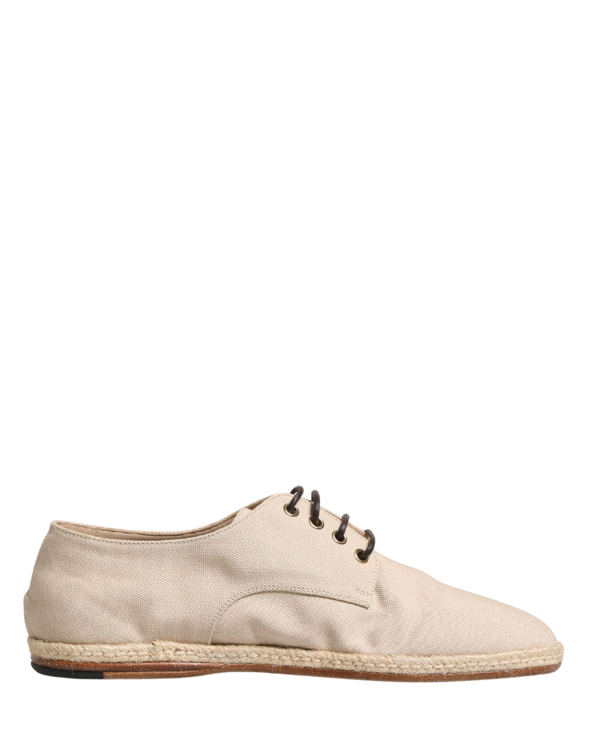 Dolce & Gabbana Beige Espadrille Sole Lace Up Canvas Derby Men's Shoes