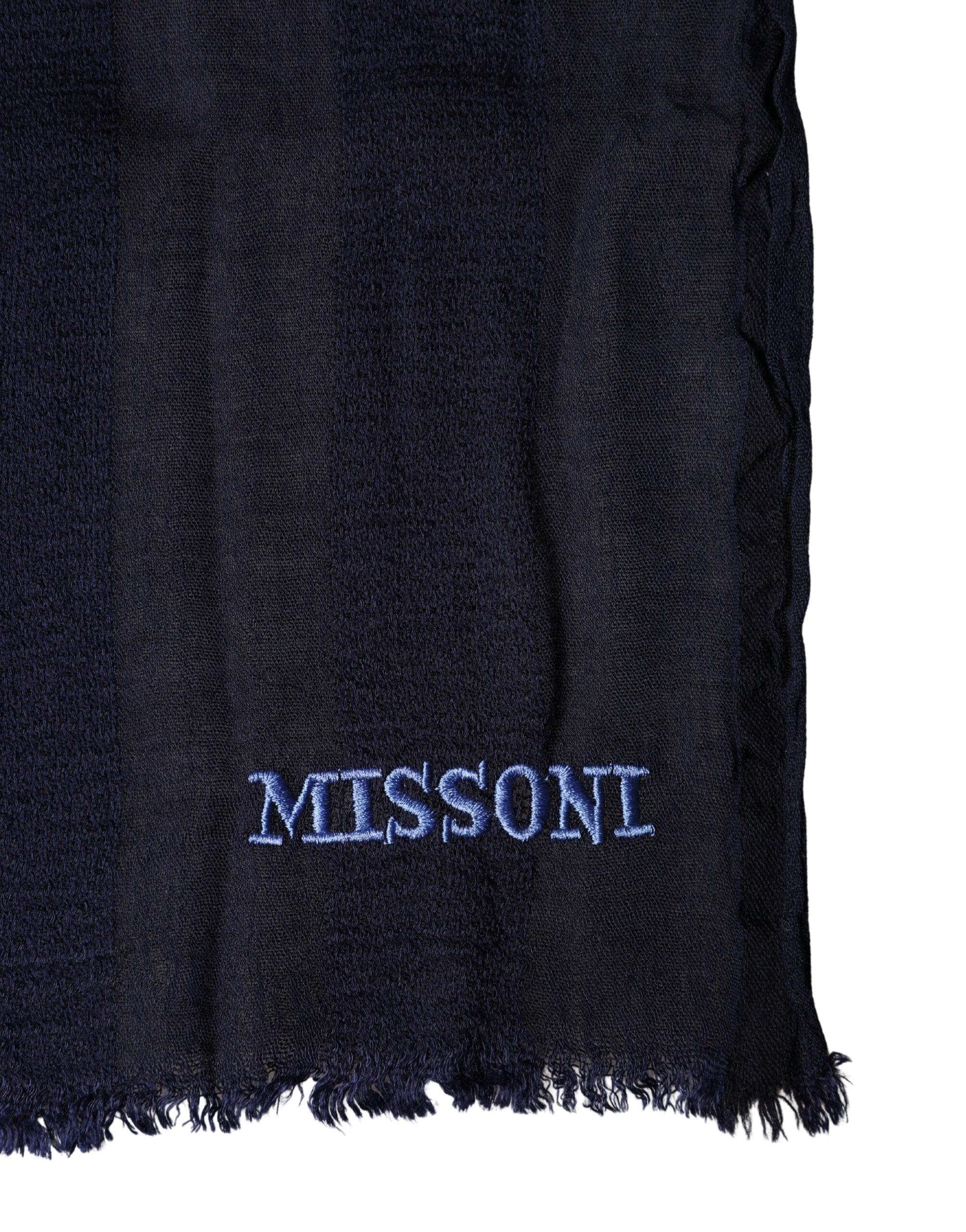 Dolce & Gabbana Dark Blue Wool Knit Unisex Wrap Fringe Shawl 170cm x 60cm  Scarf