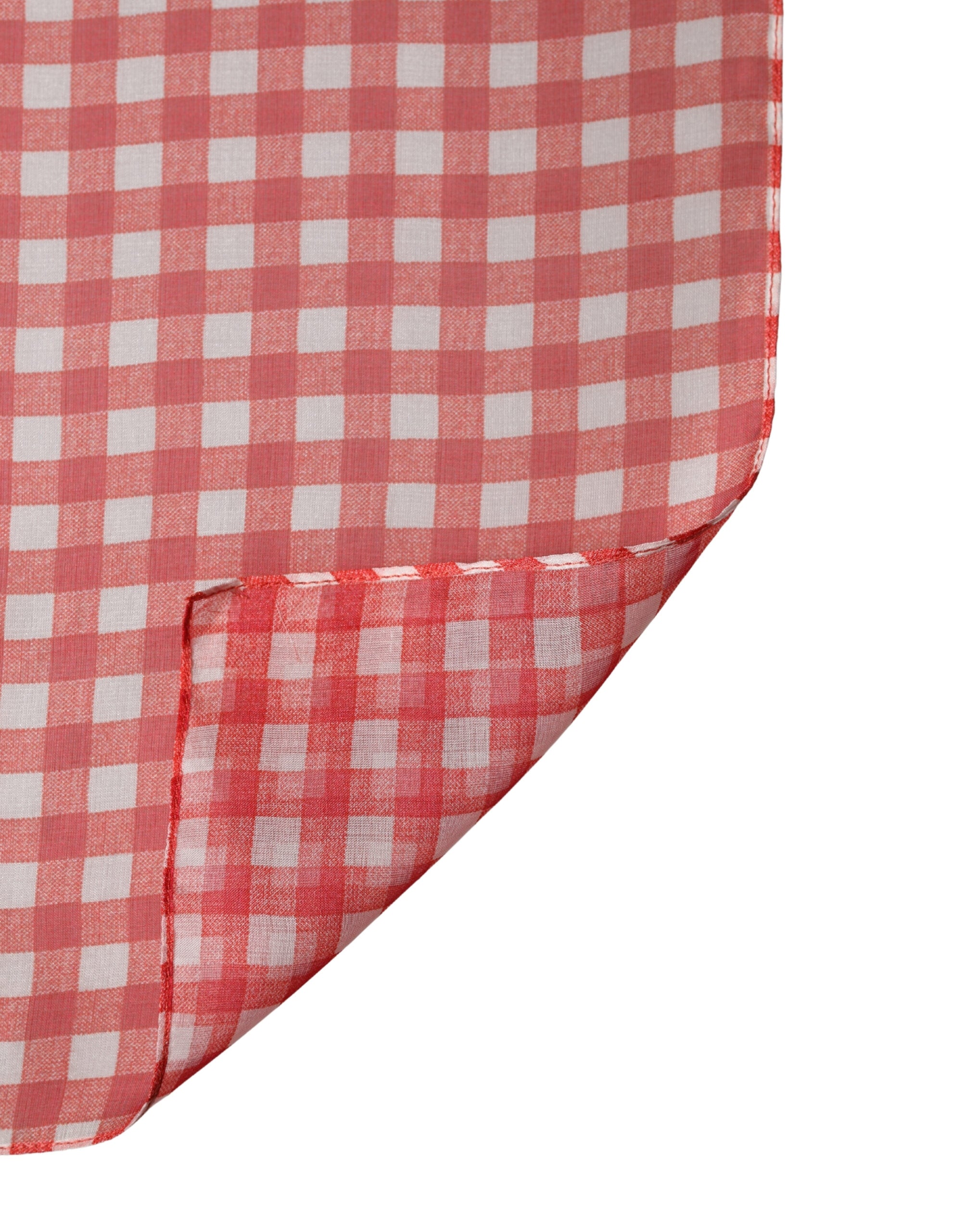 Dolce & Gabbana White Red Check Silk Wrap Foulard 140cm x 136cm Women's Scarf