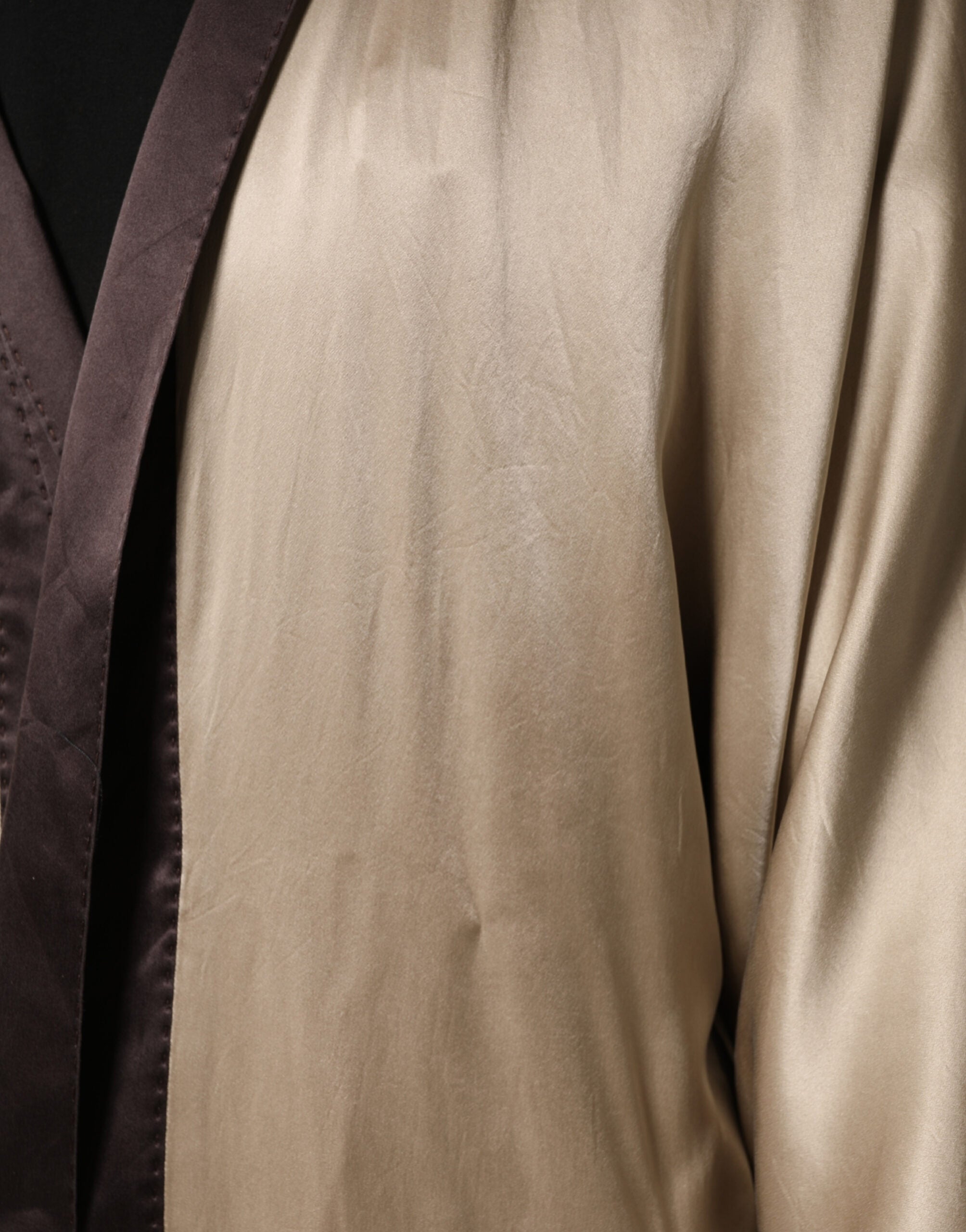 Dolce & Gabbana Beige Silk Satin Long Coat Robe Men's Jacket (Pre-Owned)