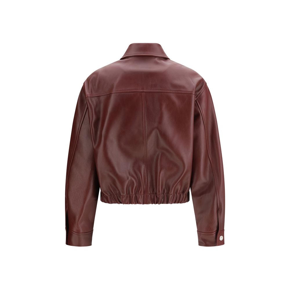 Versace Bordeaux Calf Leather Bos Taurus Leather Women's Jacket