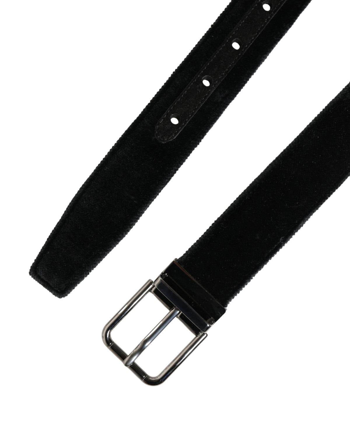 Dolce & Gabbana Black Suede Silver Tone Metal Buckle Men Men's Belt