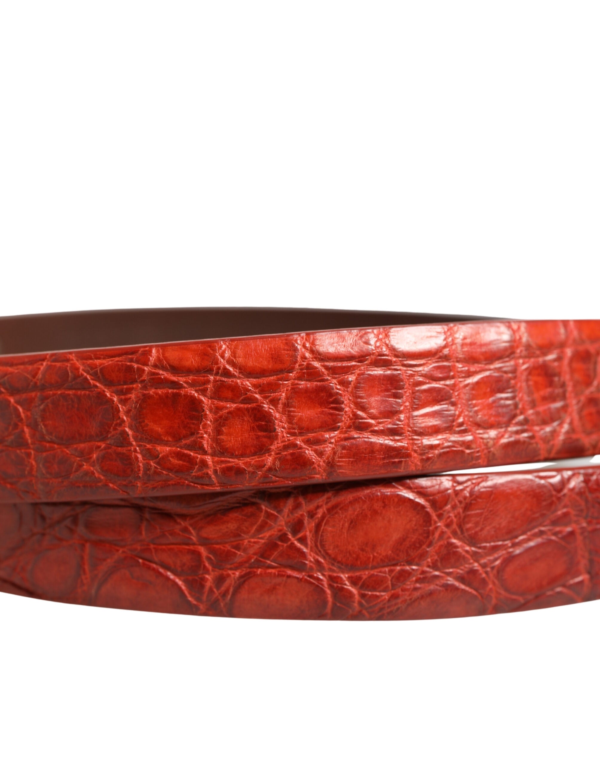 Dolce & Gabbana Red Leather Gold Tone Metal Buckle Men Men's Belt