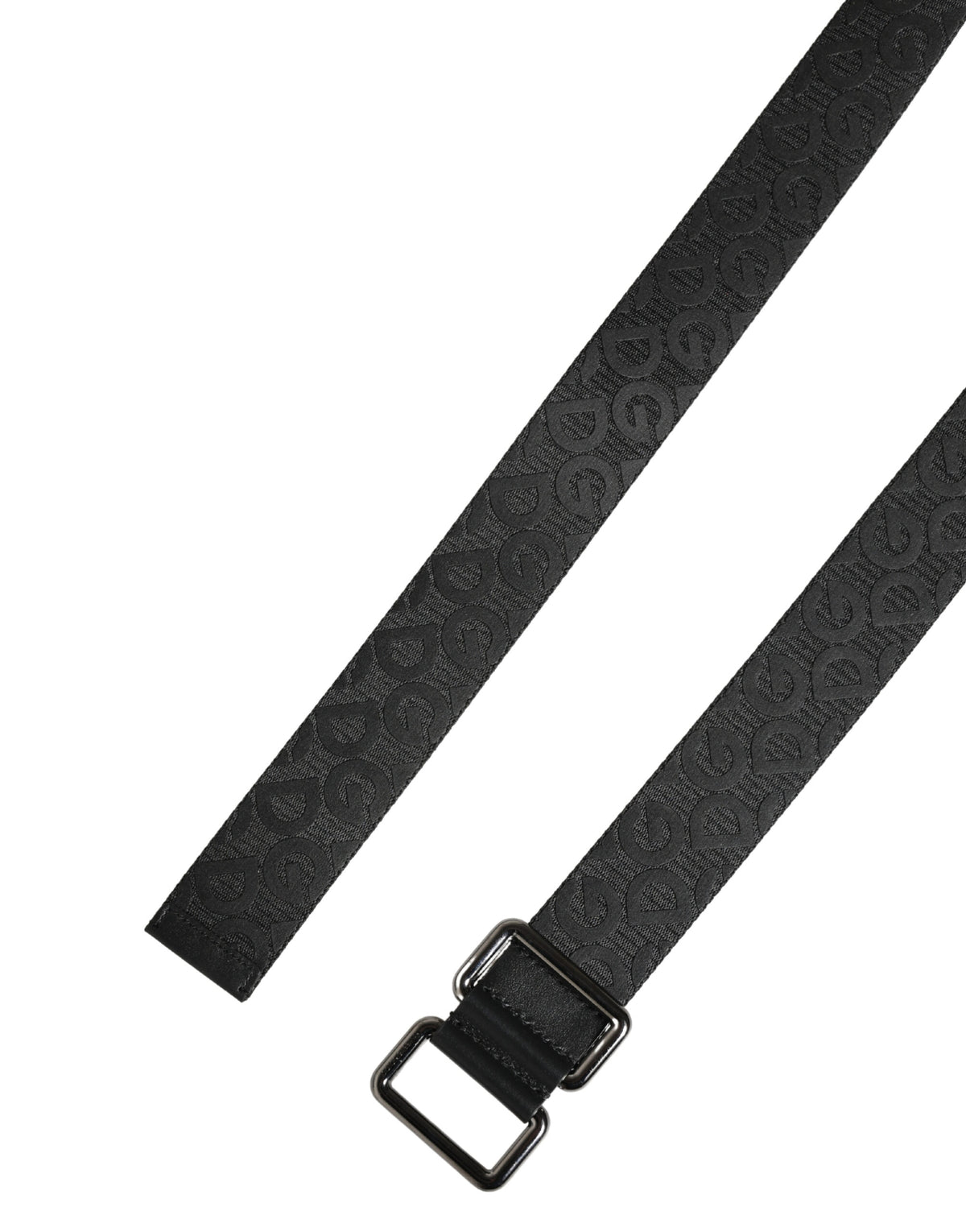 Dolce & Gabbana Black Logo Monogram Silver Metal Buckle Men's Belt