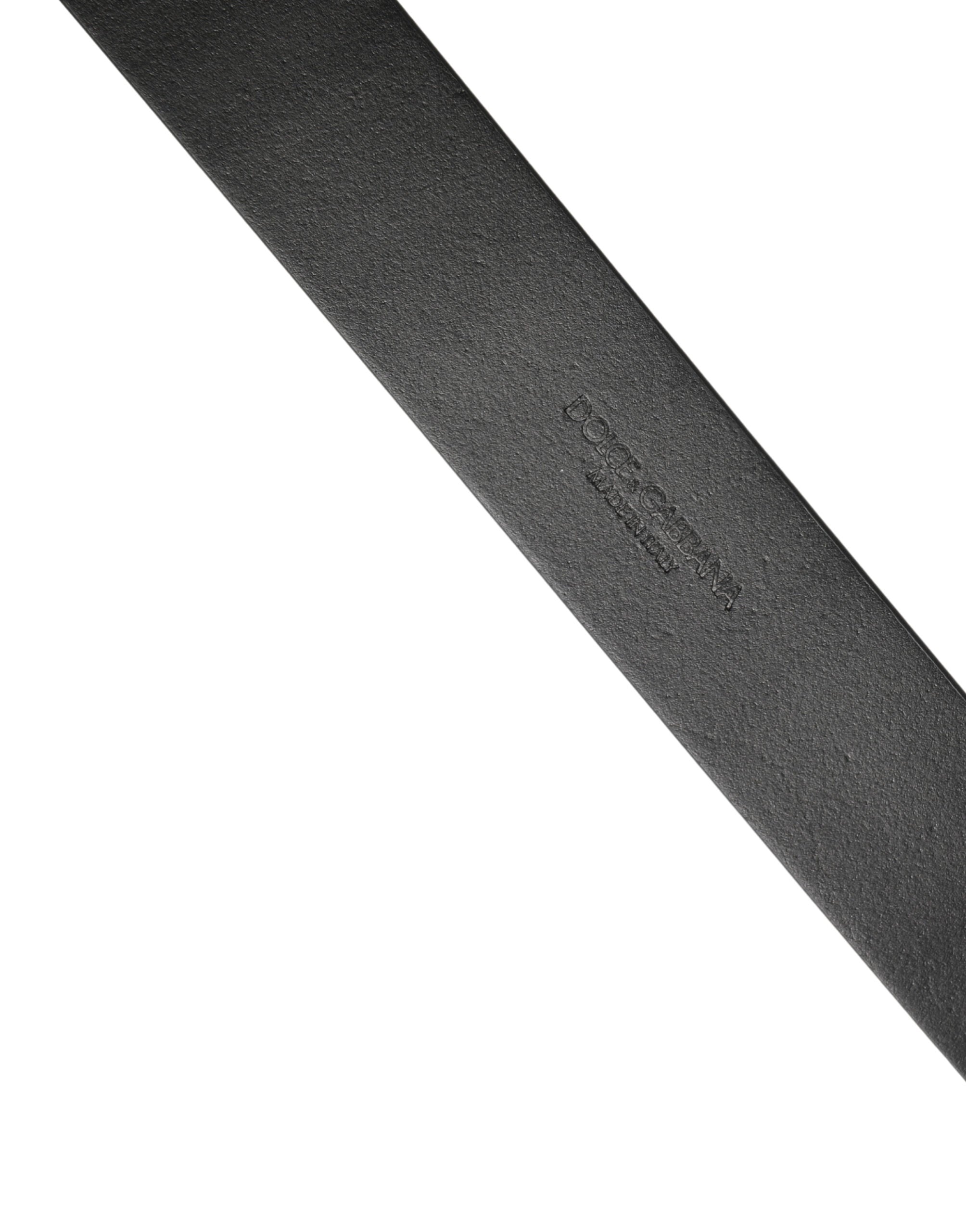 Dolce & Gabbana Black Calf Leather Silver Metal Buckle Men's Belt