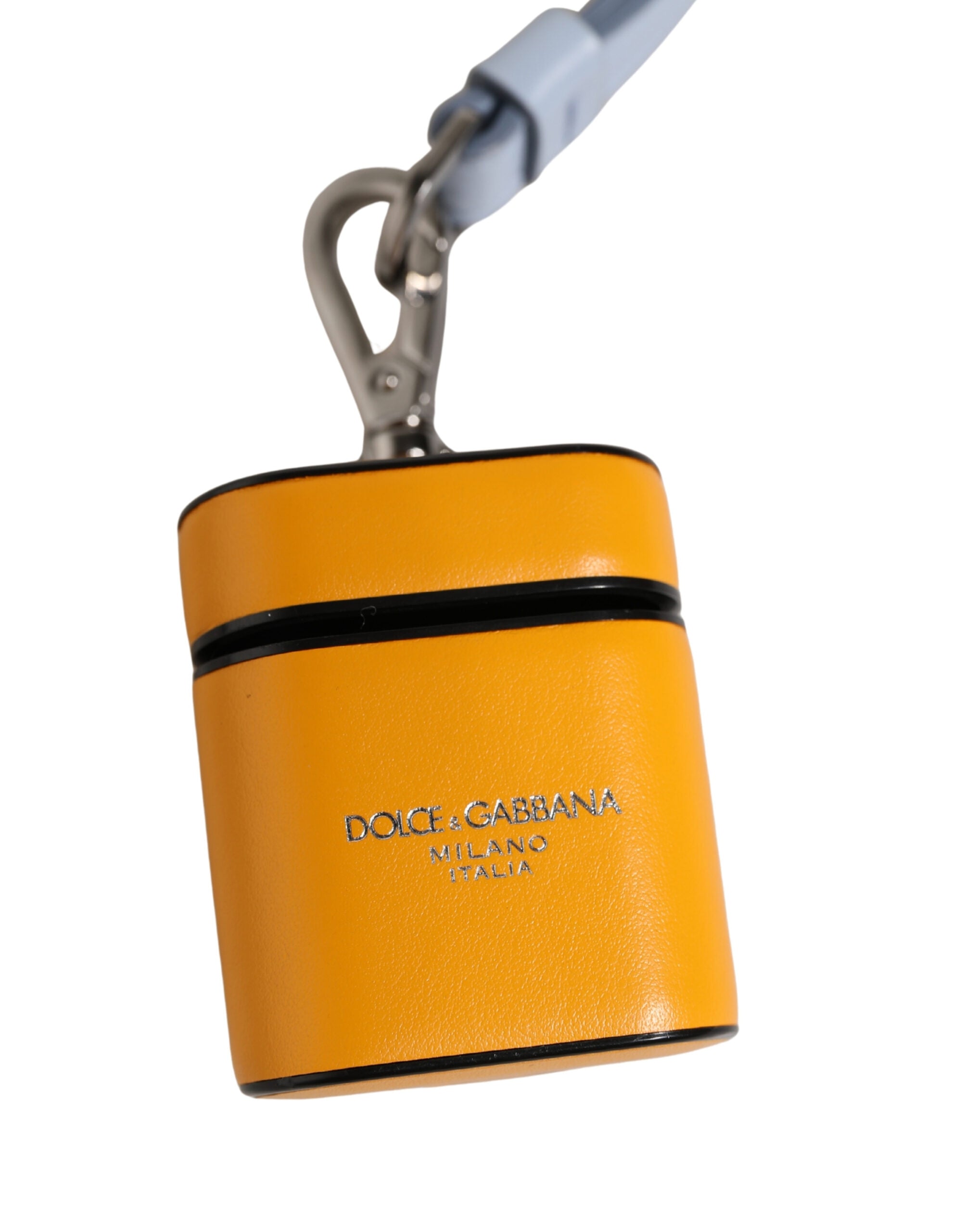 Dolce & Gabbana Case Yellow Calf Leather Logo Flip Holder Strap Women's Airpods