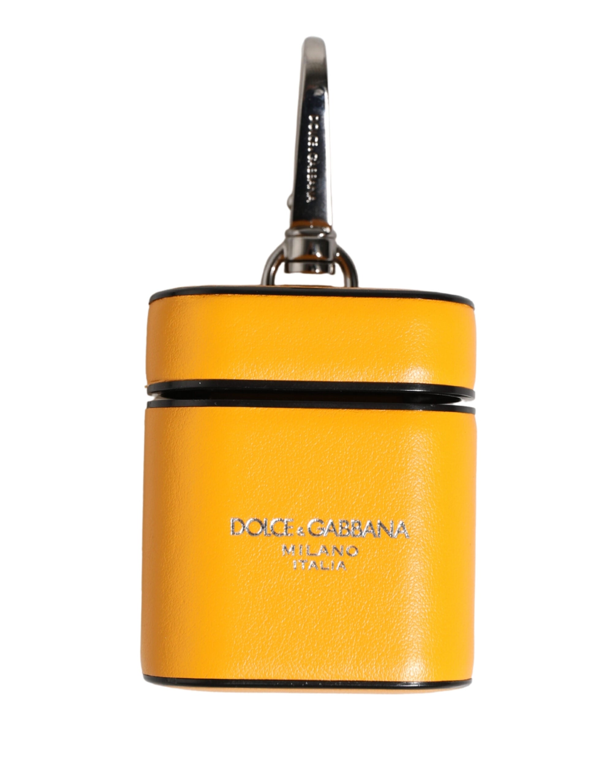 Dolce & Gabbana Case Yellow Calf Leather Logo Flip Holder Strap Women's Airpods