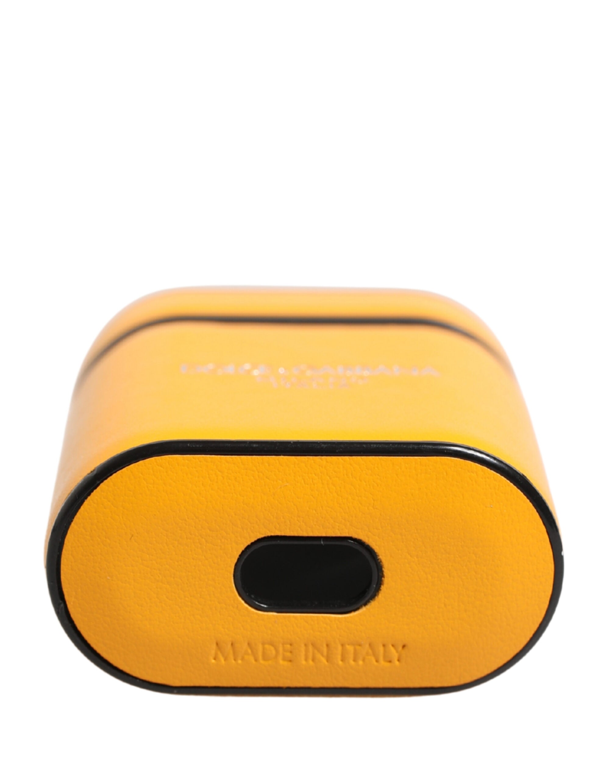 Dolce & Gabbana Case Yellow Calf Leather Logo Flip Holder Strap Women's Airpods