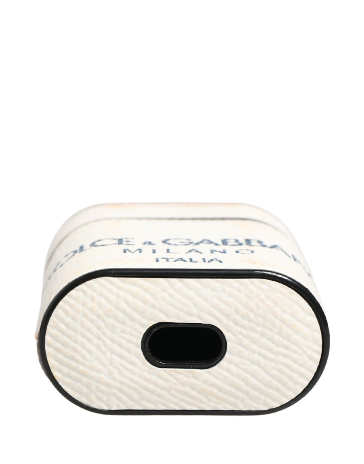 Dolce & Gabbana White Calf Leather Logo Flip Holder Strap Airpods Women's Case (Pre-Owned)
