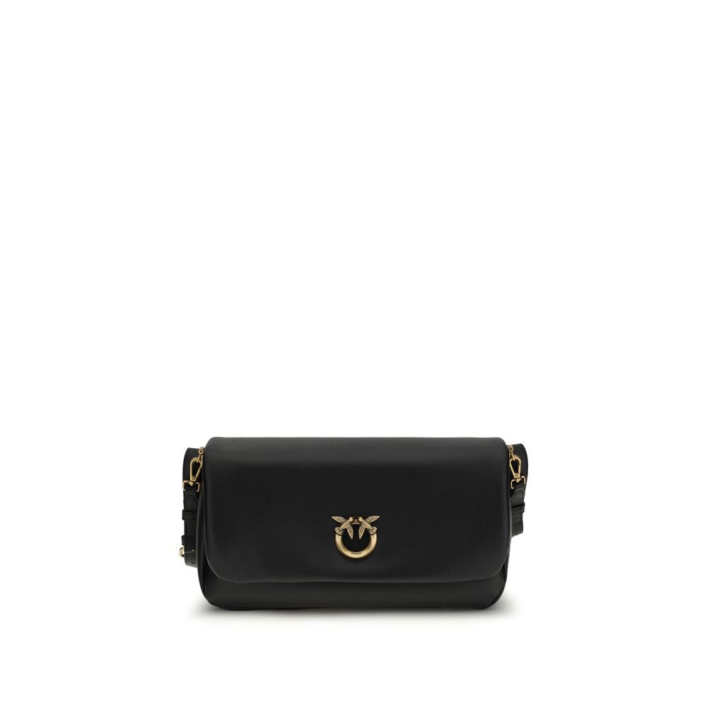 PINKO Black Calf Leather Bos Taurus Shoulder Women's Bag