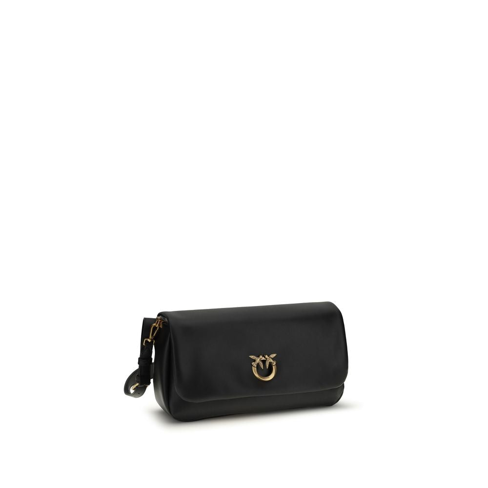 PINKO Black Calf Leather Bos Taurus Shoulder Women's Bag