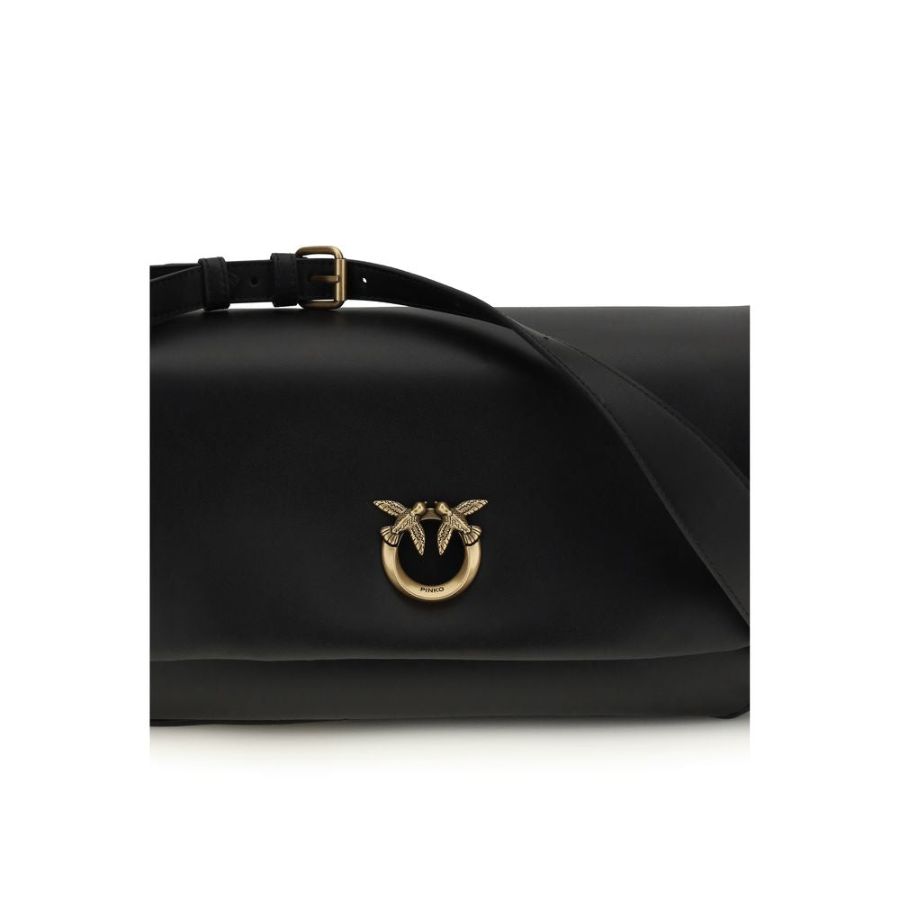 PINKO Black Calf Leather Bos Taurus Shoulder Women's Bag