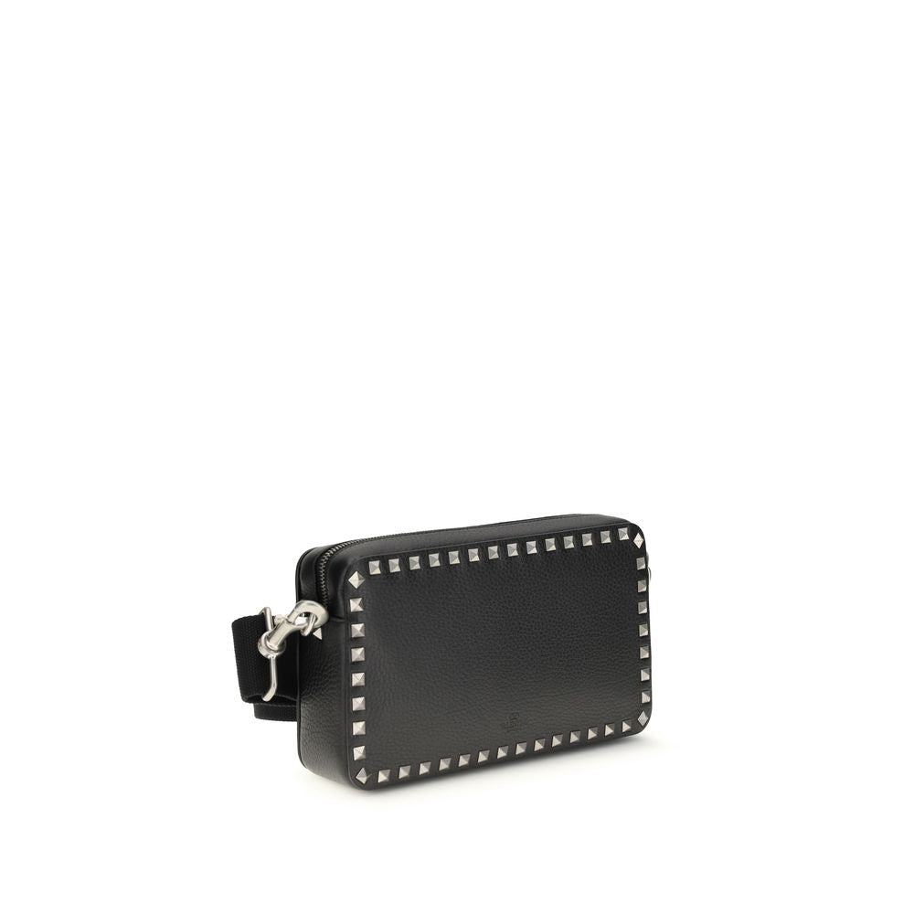 Valentino Garavani Black Calf Leather Bos Taurus Shoulder Men's Bag