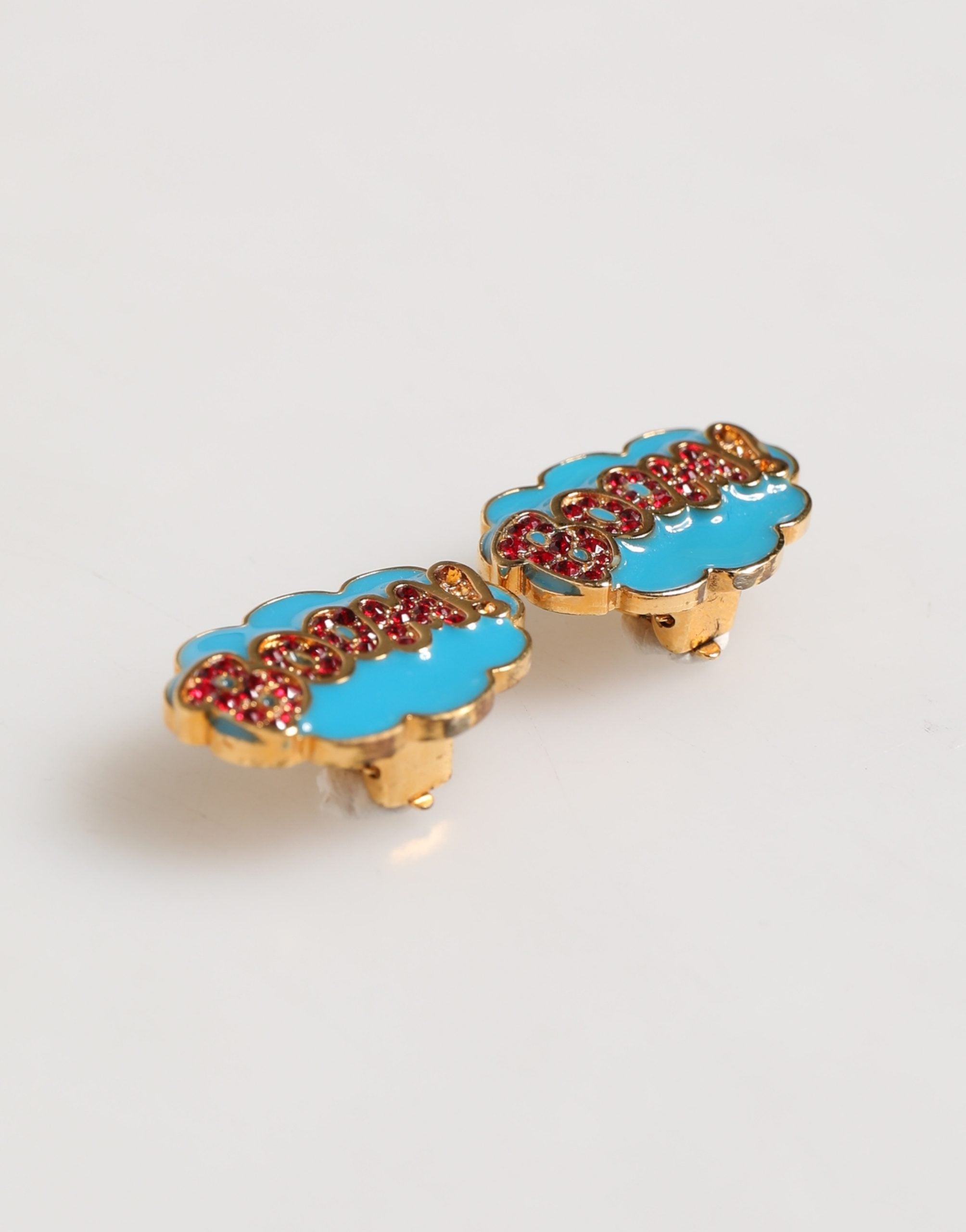 Dolce & Gabbana Gold Brass BOOM Cartoon Crystal Clip-On Women's Women