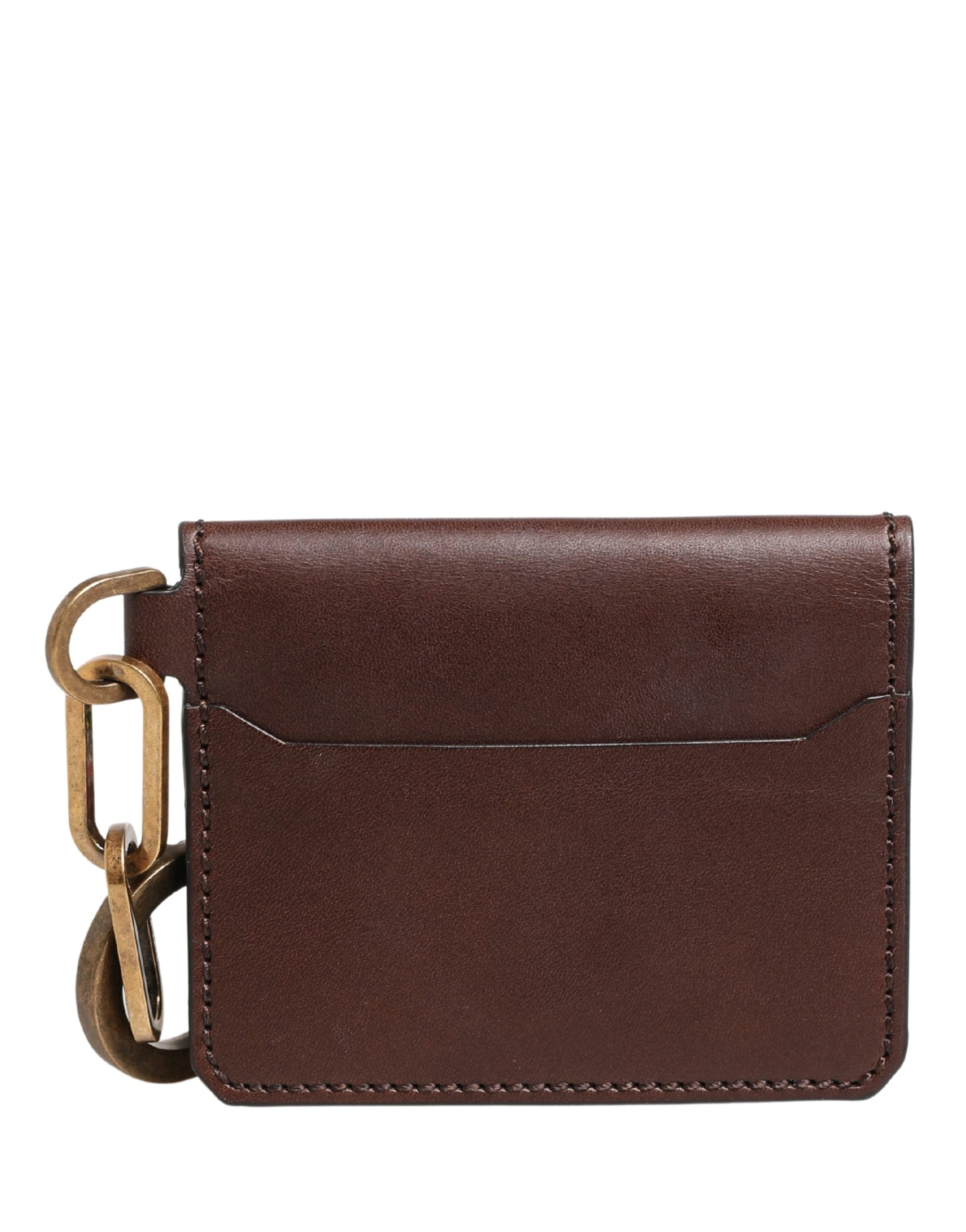 Dolce & Gabbana Brown Leather Logo Embossed Key Chain Card Holder Women's Wallet (Pre-Owned)