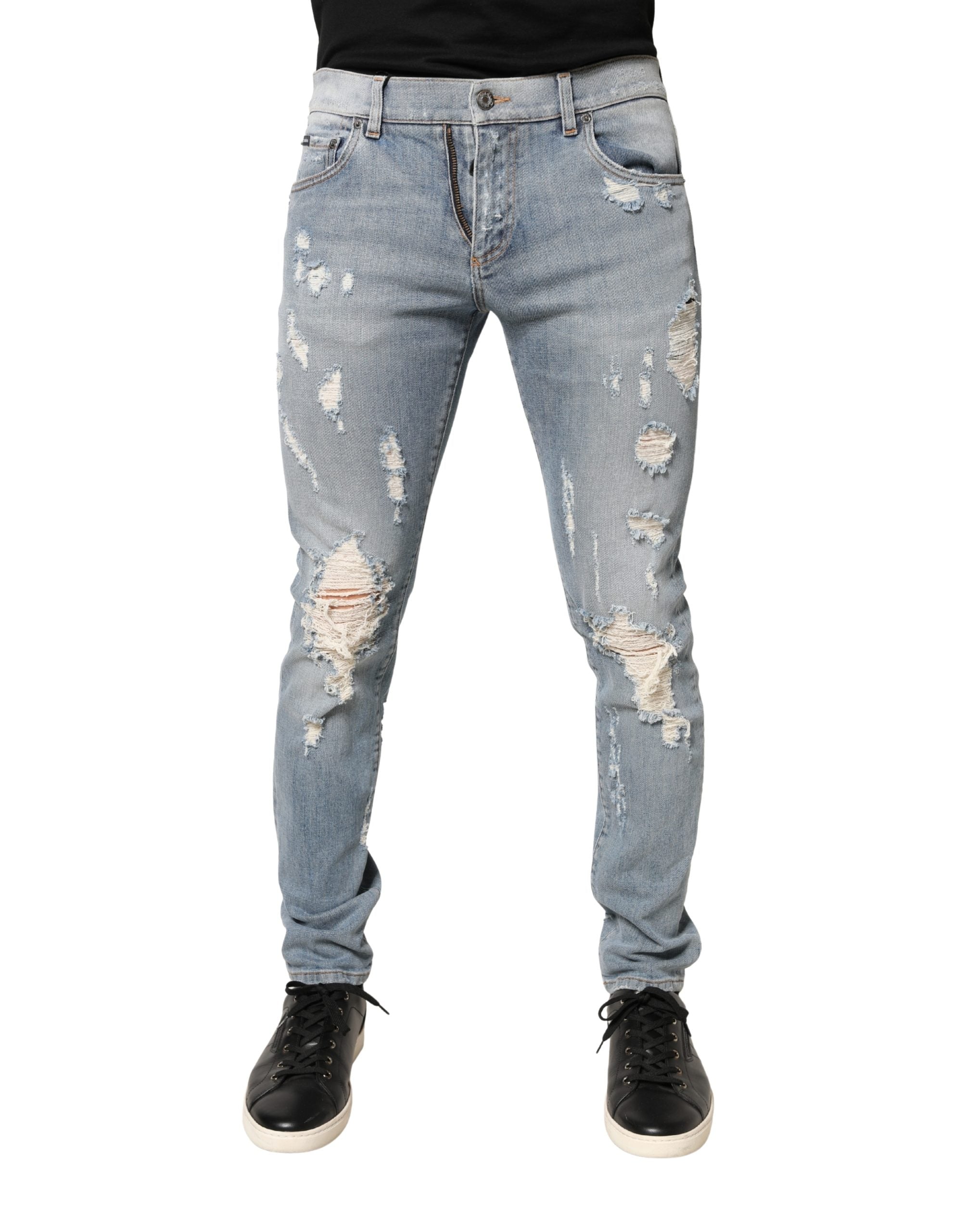 Dolce & Gabbana Light Blue Distressed Skinny Men Denim Men's Jeans