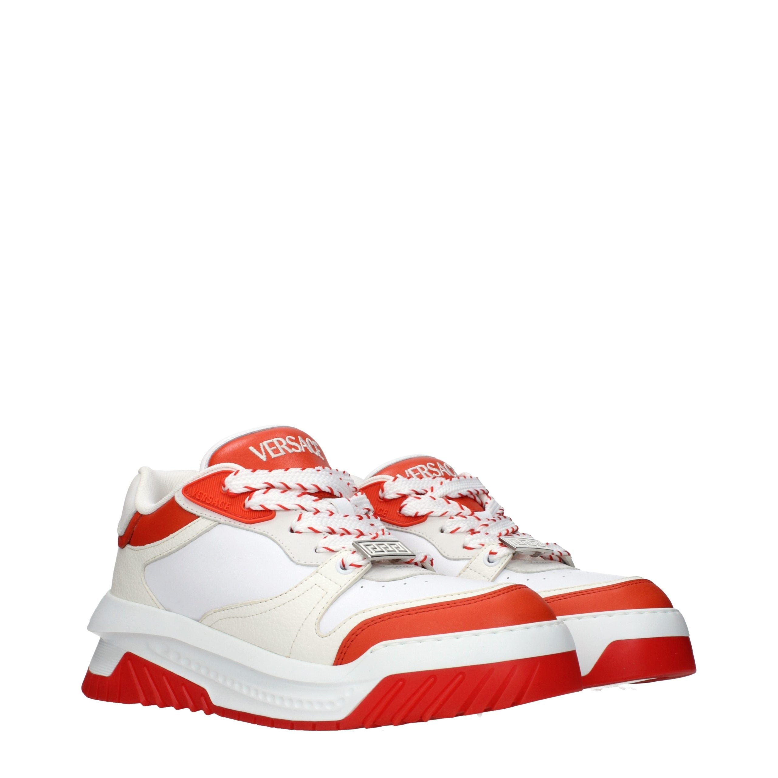Versace White Leather Athletic Men's Sneakers