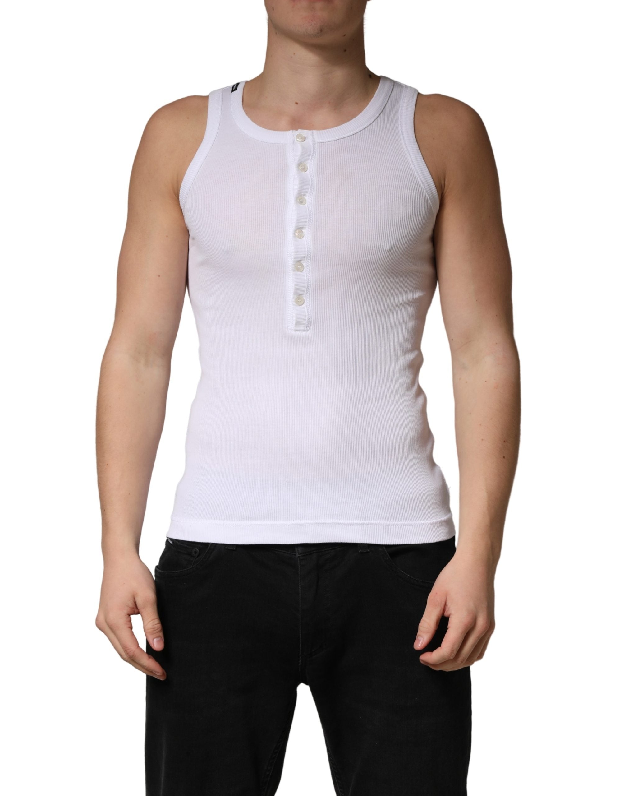 Dolce & Gabbana White Sleeveless Round Neck Tank Top Men's T-shirt (Pre-Owned)