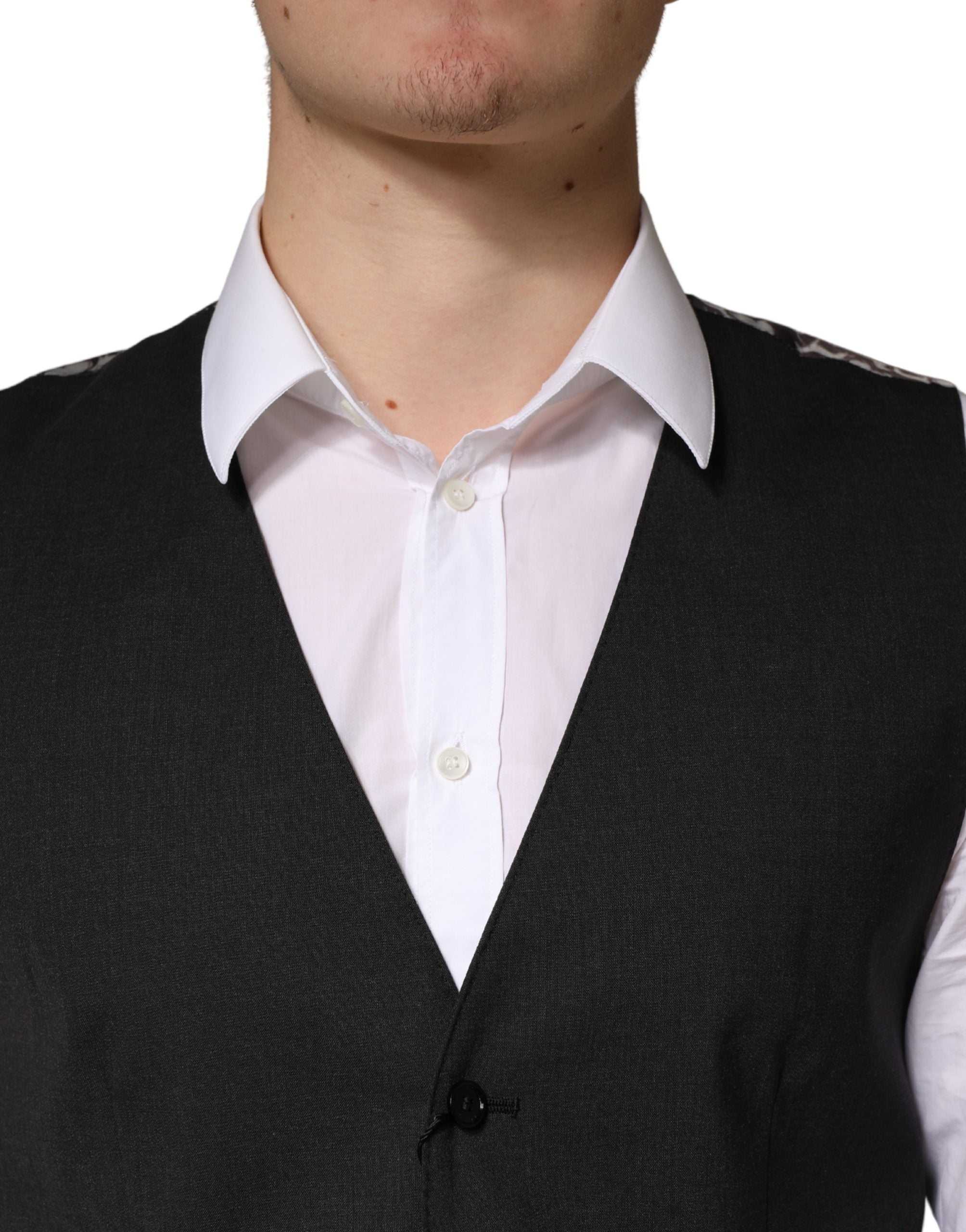 Dolce & Gabbana Black Wool Dress Men Formal Waistcoat Men's Vest
