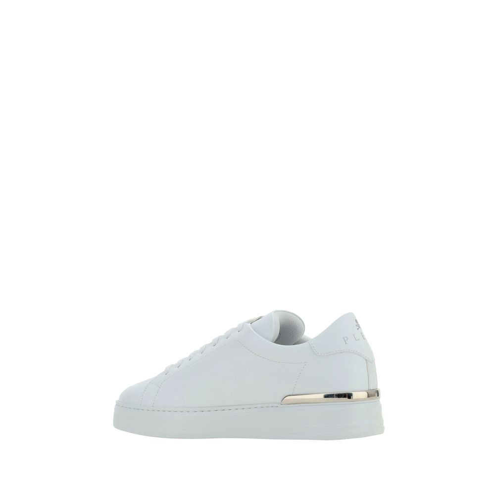 Philipp Plein White Calf Leather Bos Taurus Low Top Men's Sneakers