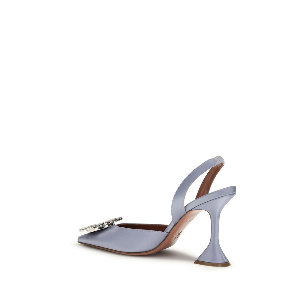 Amina Muaddi Purple Silk High Heel Women's Pumps