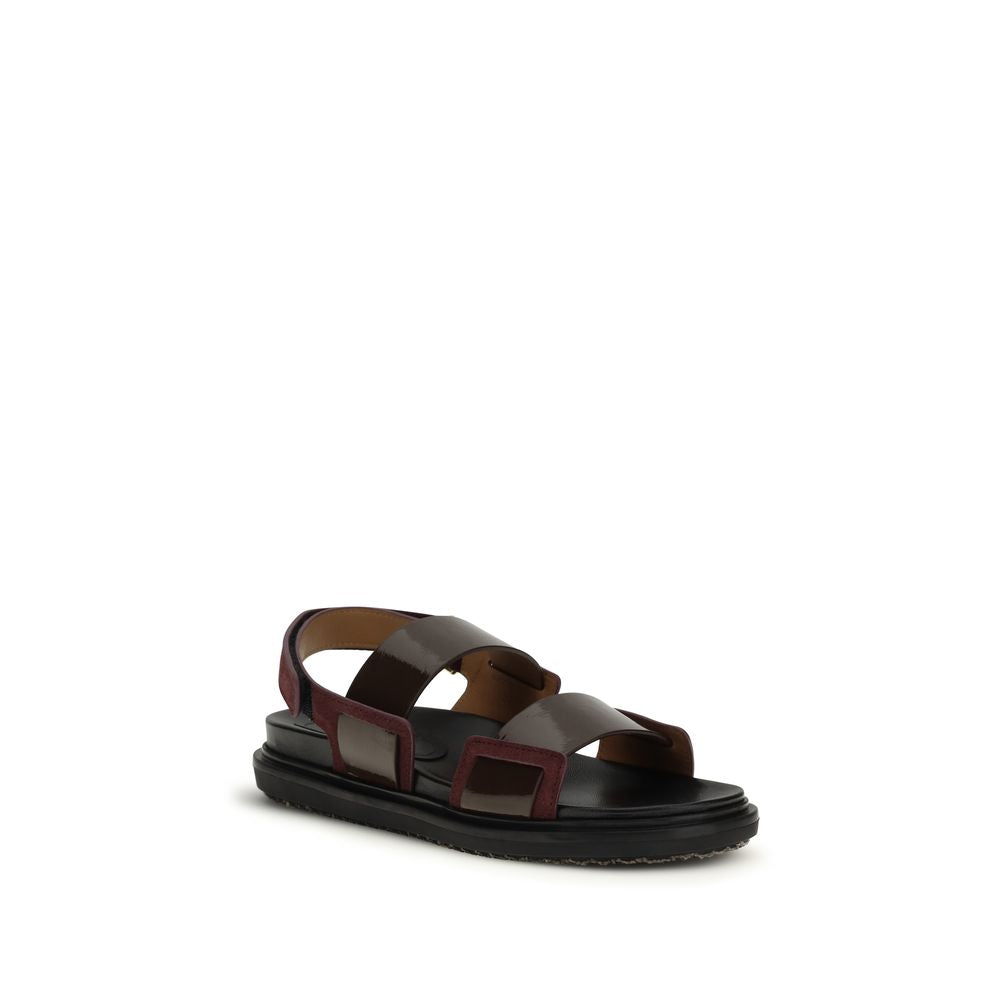 Marni Black Calf Leather Bos Taurus Strap-On Women's Sandals