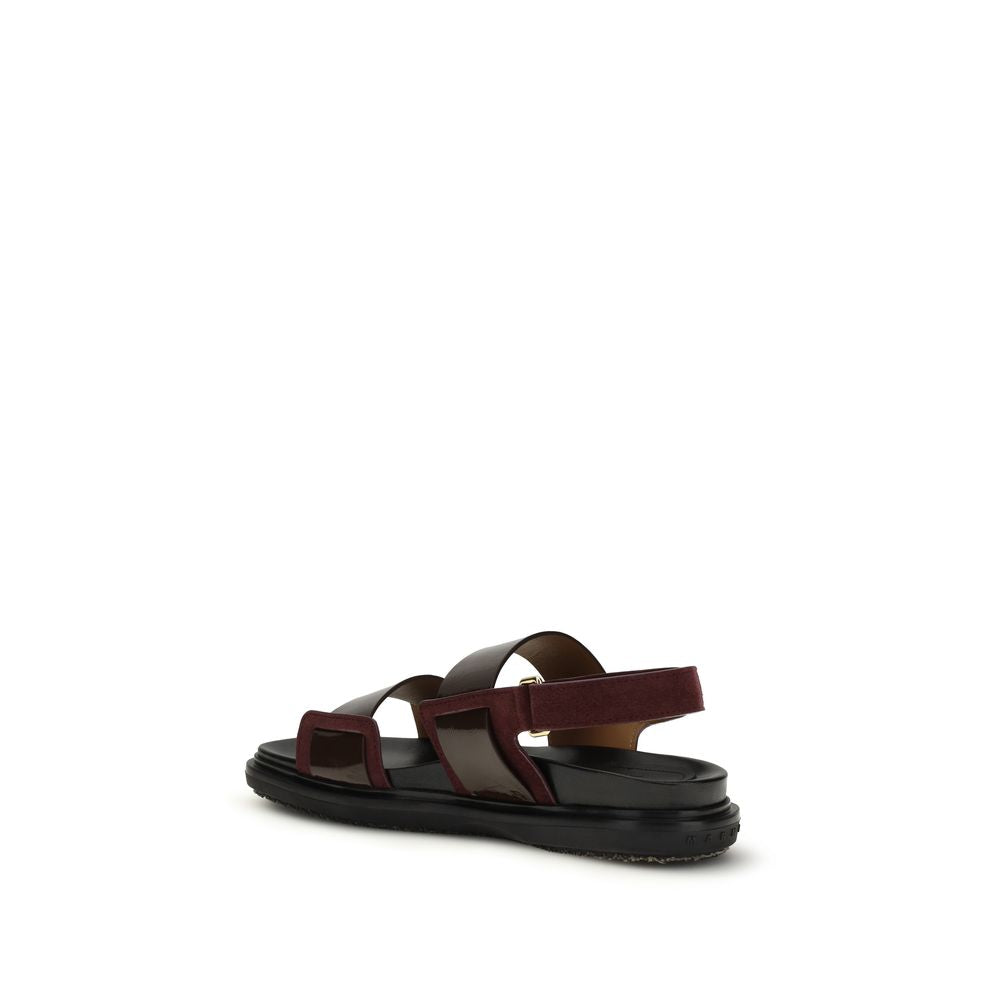 Marni Black Calf Leather Bos Taurus Strap-On Women's Sandals