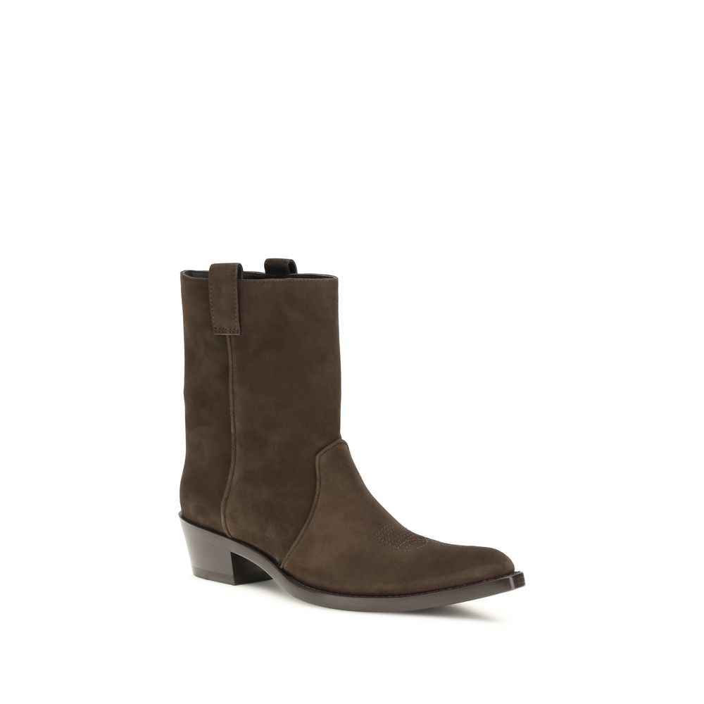 Khaite Brown Calf Leather Bos Taurus Ankle Women's Boots