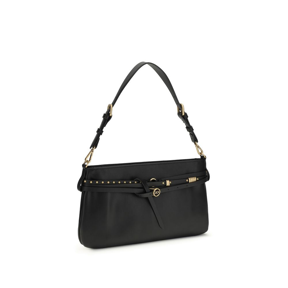 PINKO Black Calf Leather Bos Taurus Shoulder Women's Bag