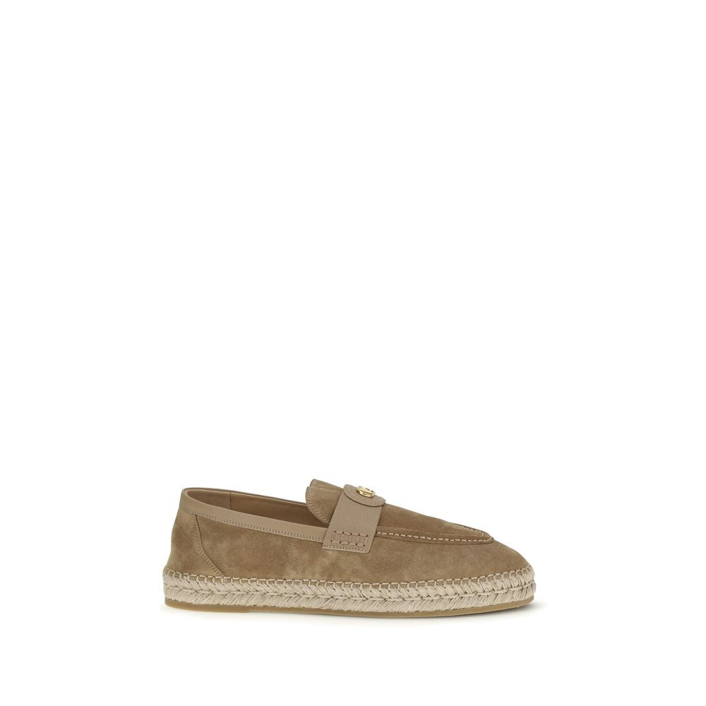 Valentino Garavani Beige Calf Leather Bos Taurus Men's Espadrilles