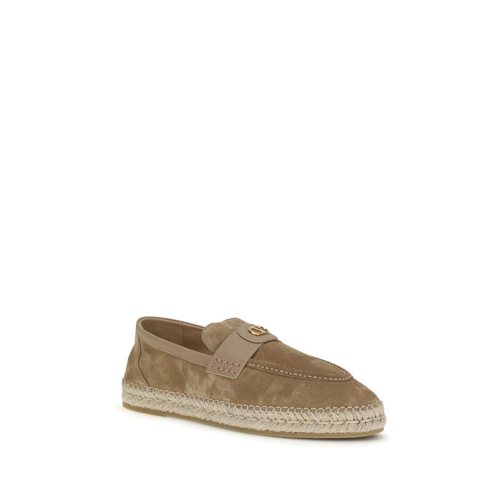 Valentino Garavani Beige Calf Leather Bos Taurus Men's Espadrilles