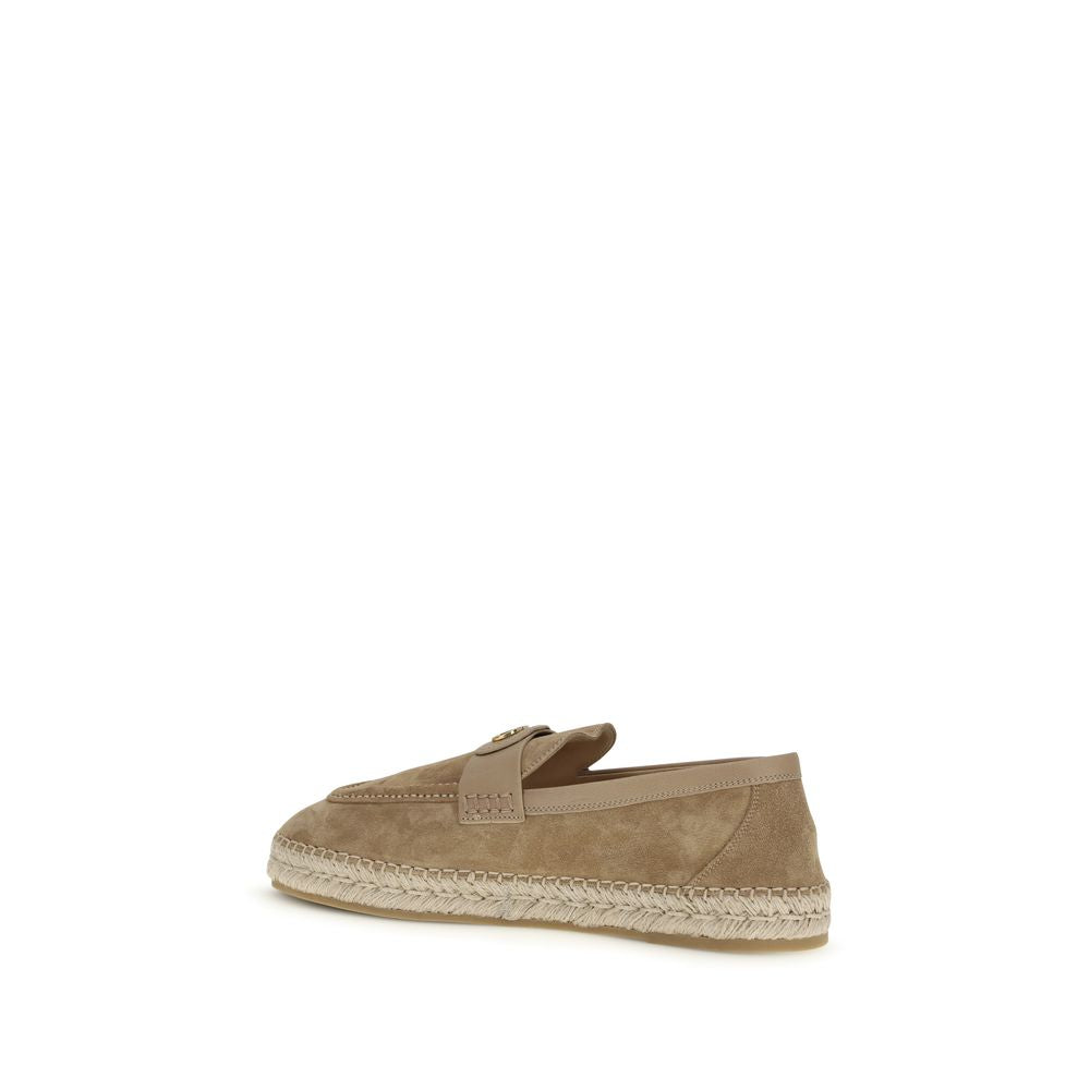 Valentino Garavani Beige Calf Leather Bos Taurus Men's Espadrilles