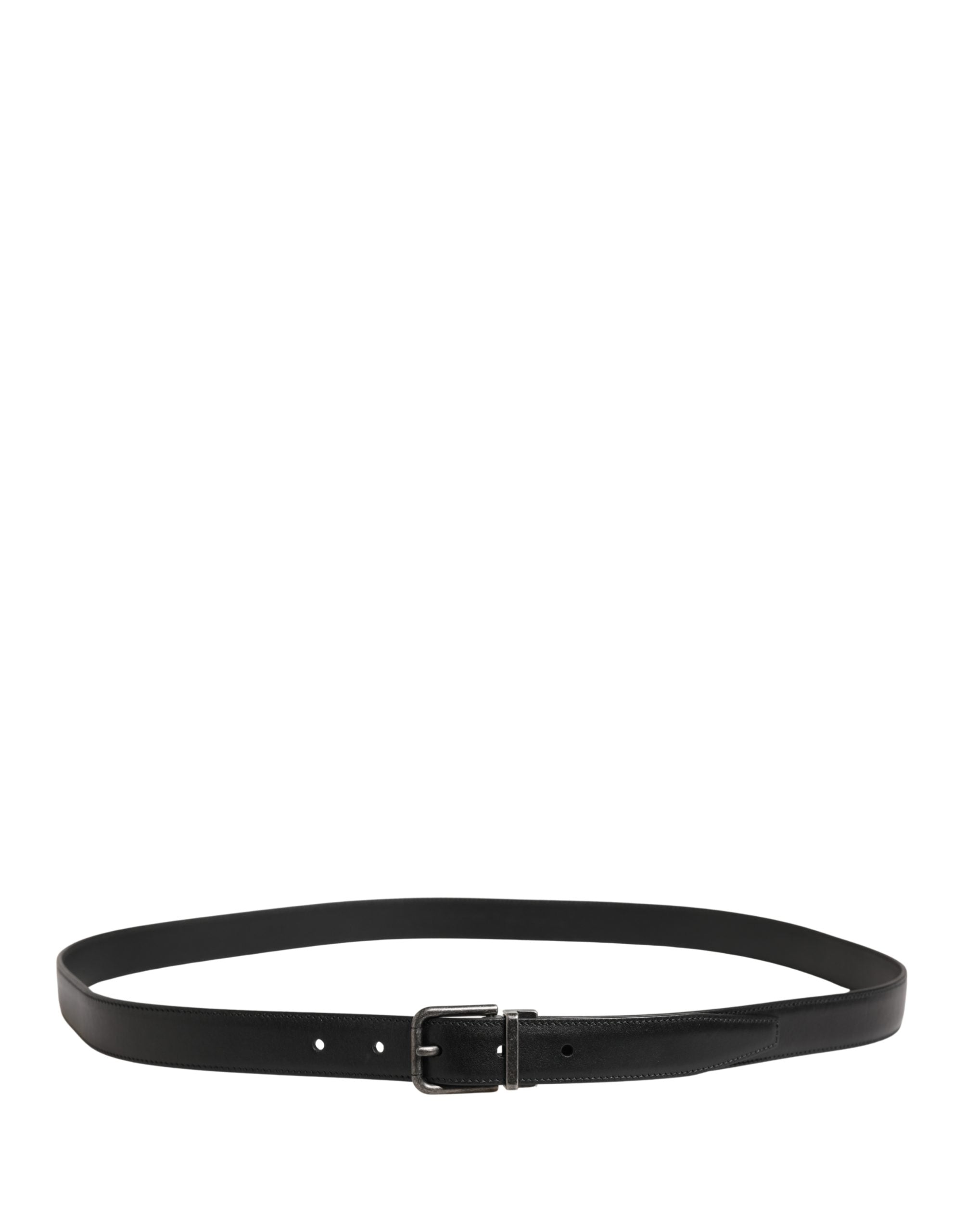 Dolce & Gabbana Men Black Classic Leather Metal Buckle Men's Belt