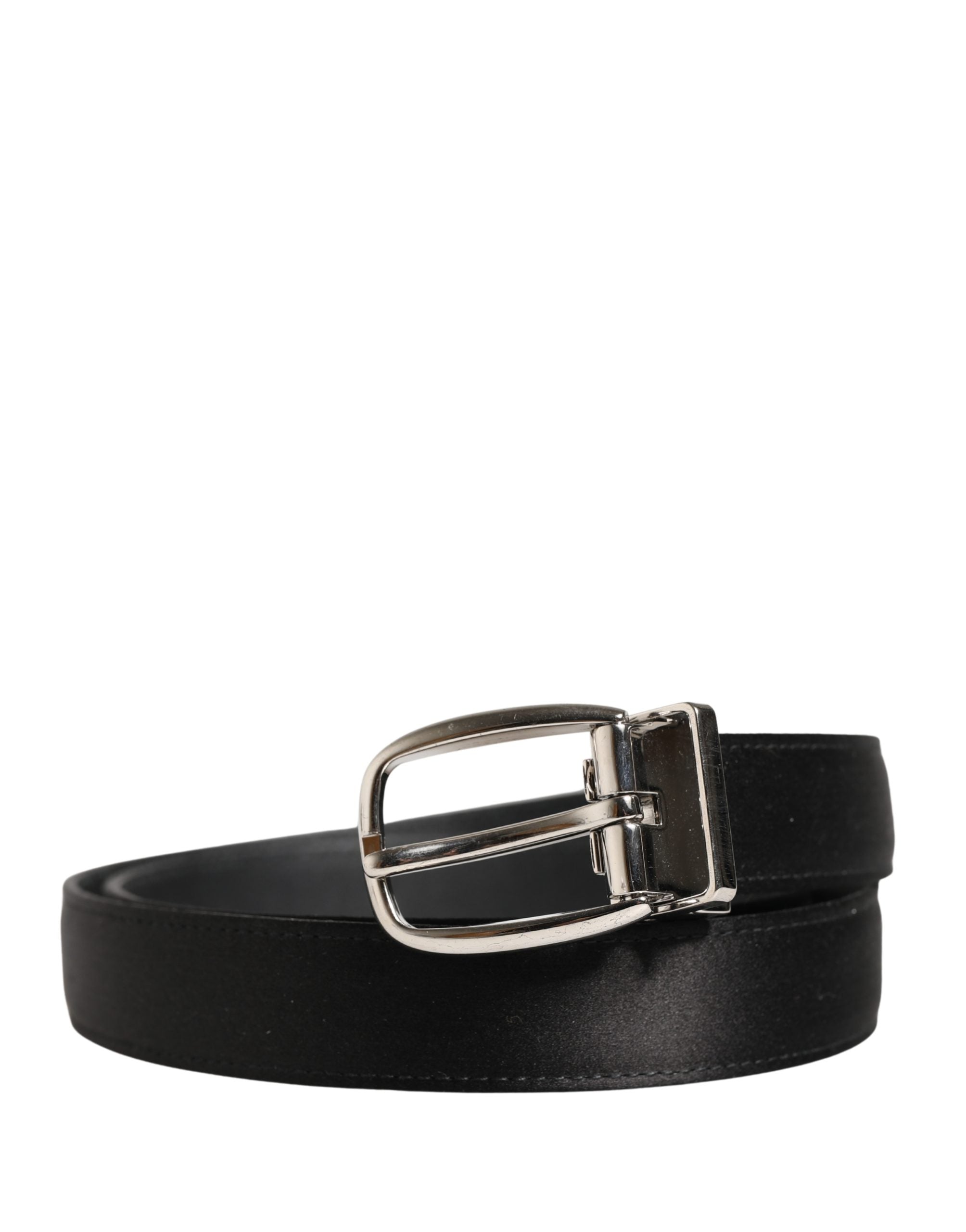 Dolce & Gabbana Men Black Classic Leather Metal Buckle Men's Belt