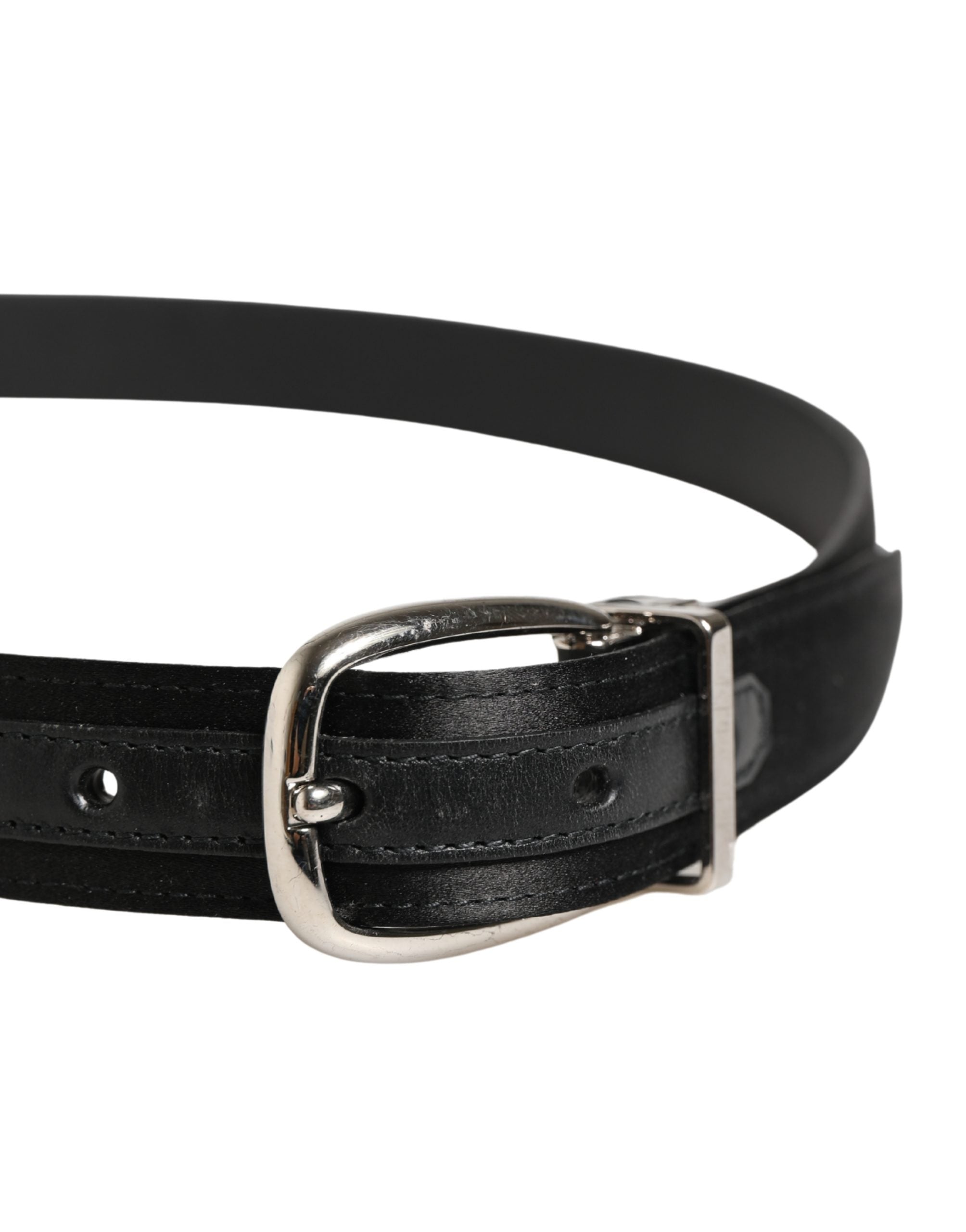 Dolce & Gabbana Men Black Classic Leather Metal Buckle Men's Belt