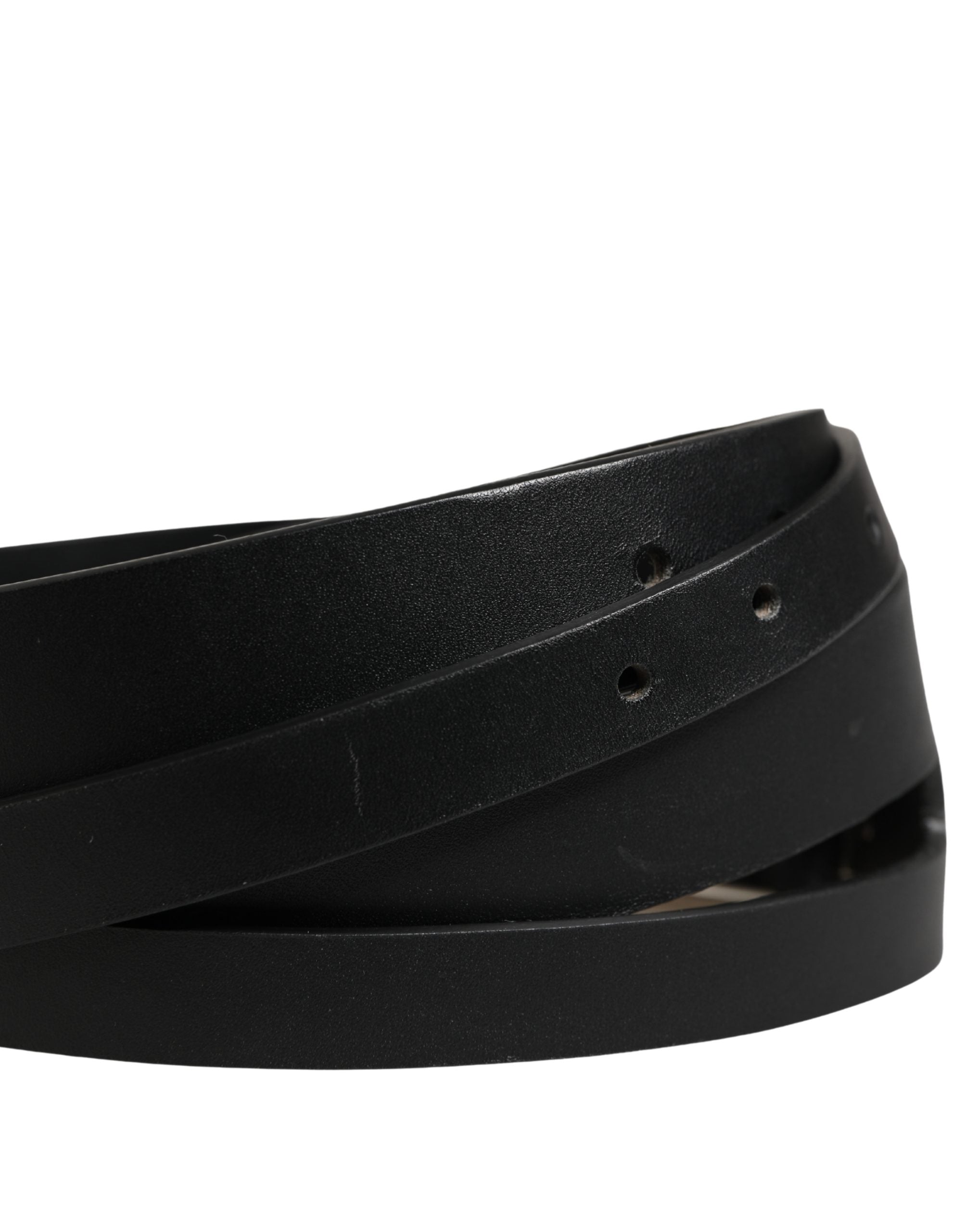 Dolce & Gabbana Black Double Strap Leather Silver Buckle Men's Belt (Pre-Owned)