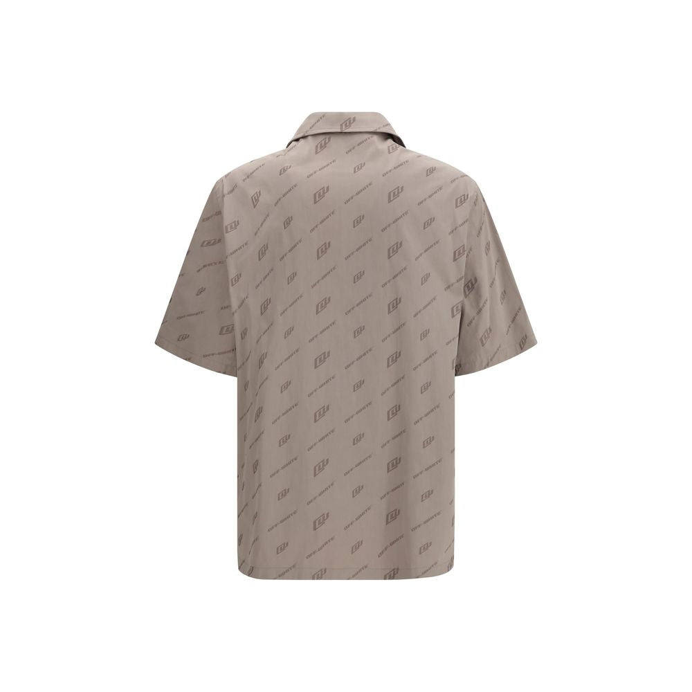 Off-White Beige Viscose Shortsleeve Men's Shirt
