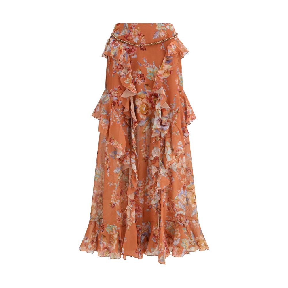 Zimmermann Orange Cotton Long Women's Skirt